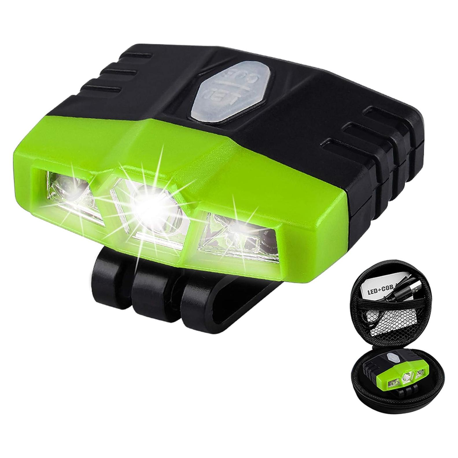Luz de Clip LED CREE Verde Recargable para Gorra - 6 Modos