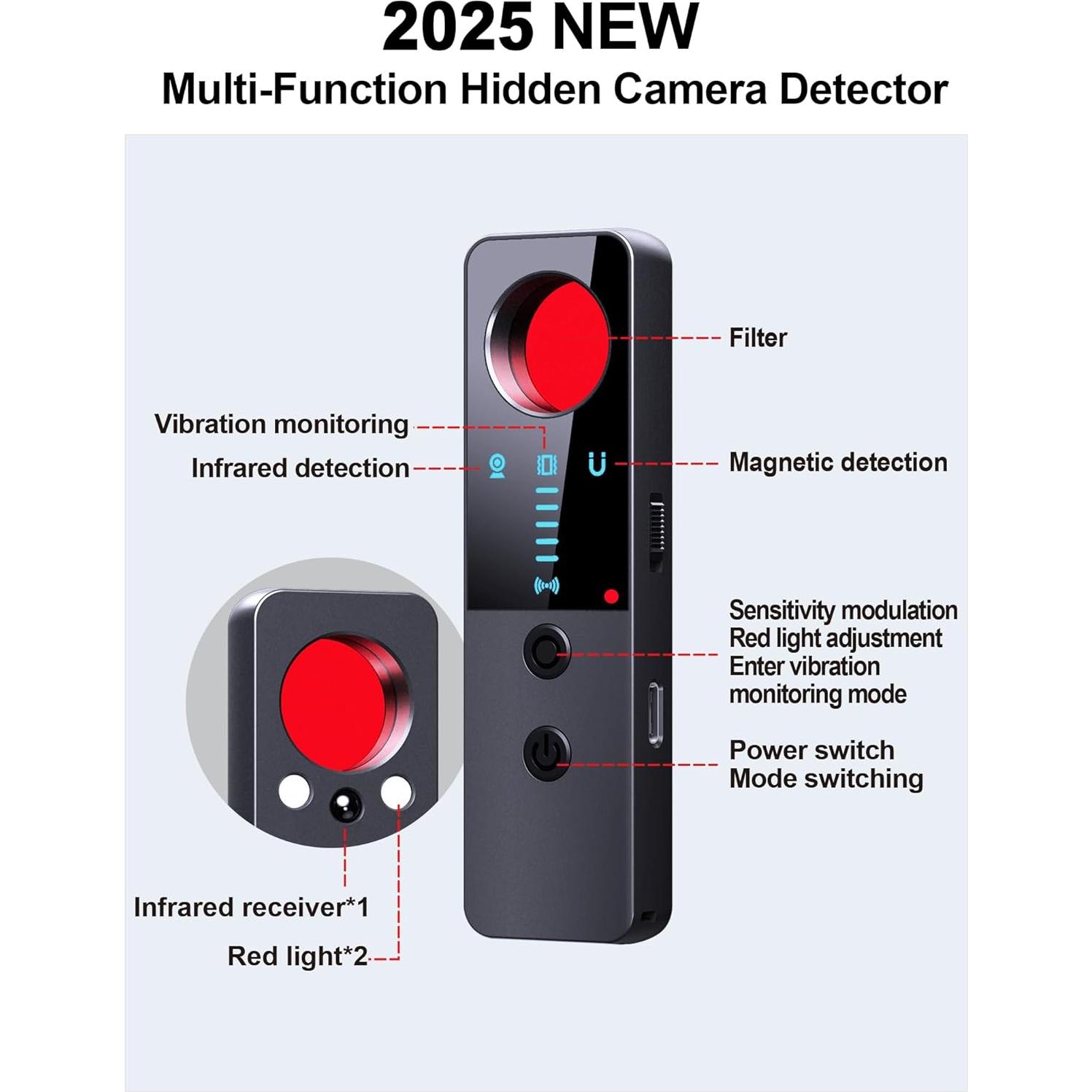 Detector de Cámaras Ocultas CountureMode G007 - Antirrobo y RF