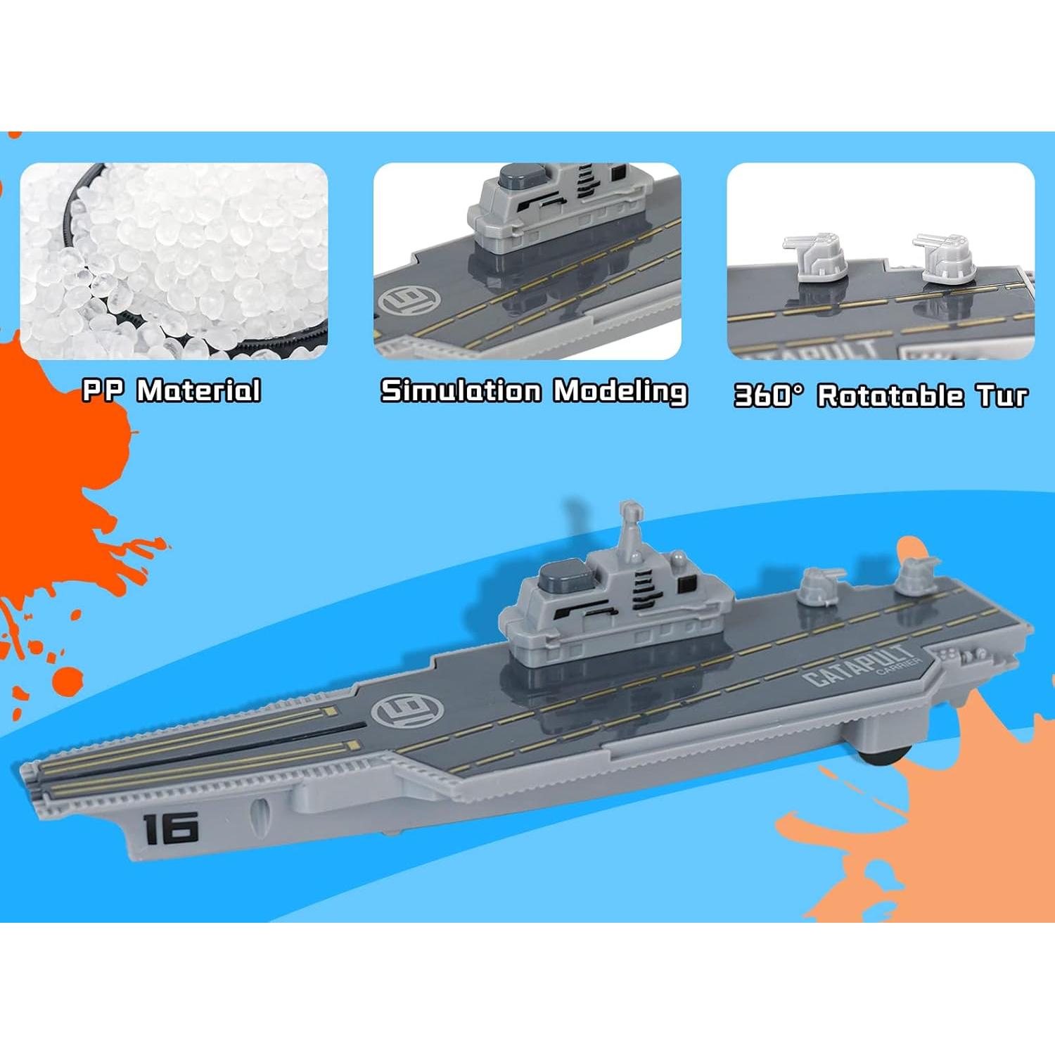Juguete Barco de Guerra Portaaviones Crelloci 41.73x27.69cm