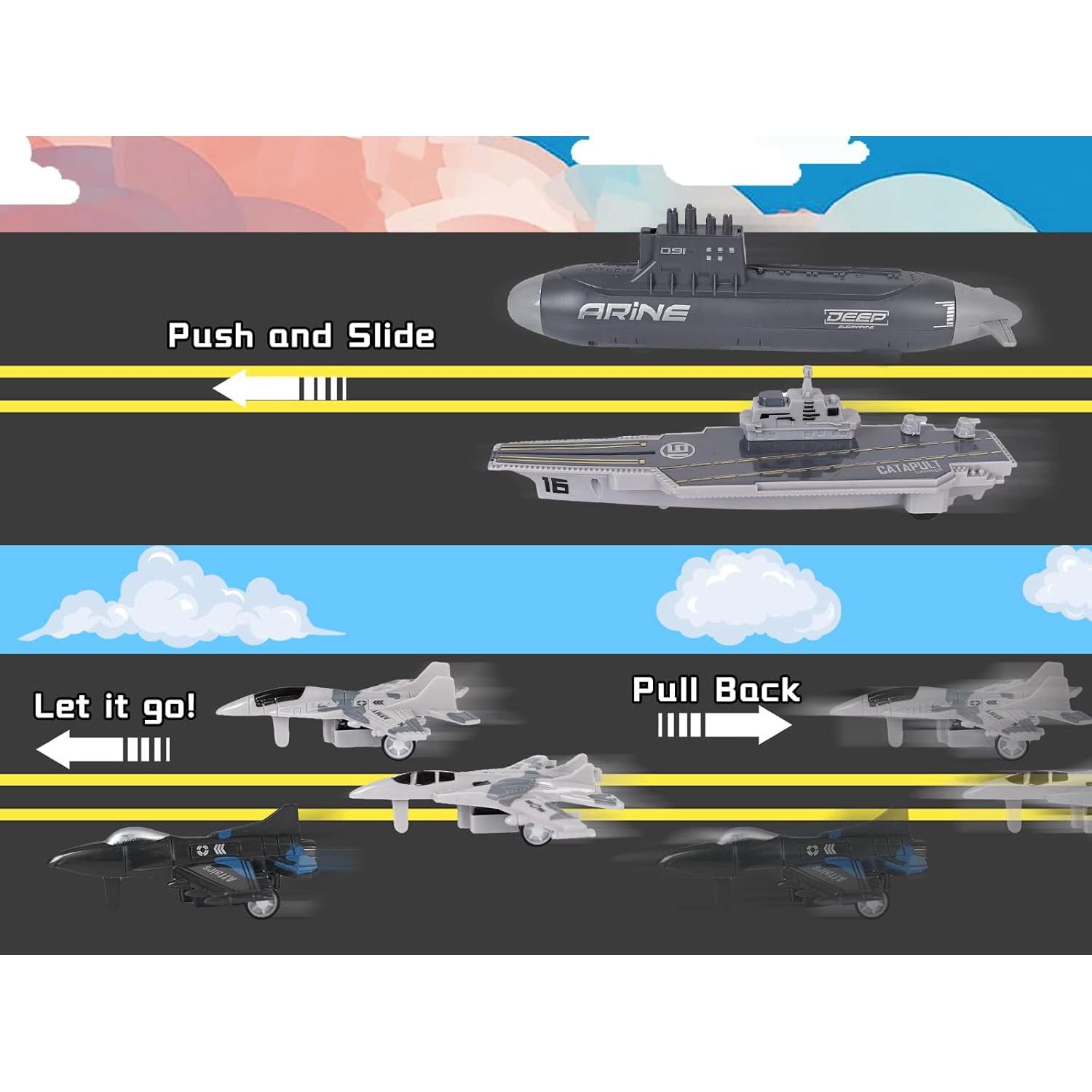 Juguete Barco de Guerra Portaaviones Crelloci 41.73x27.69cm