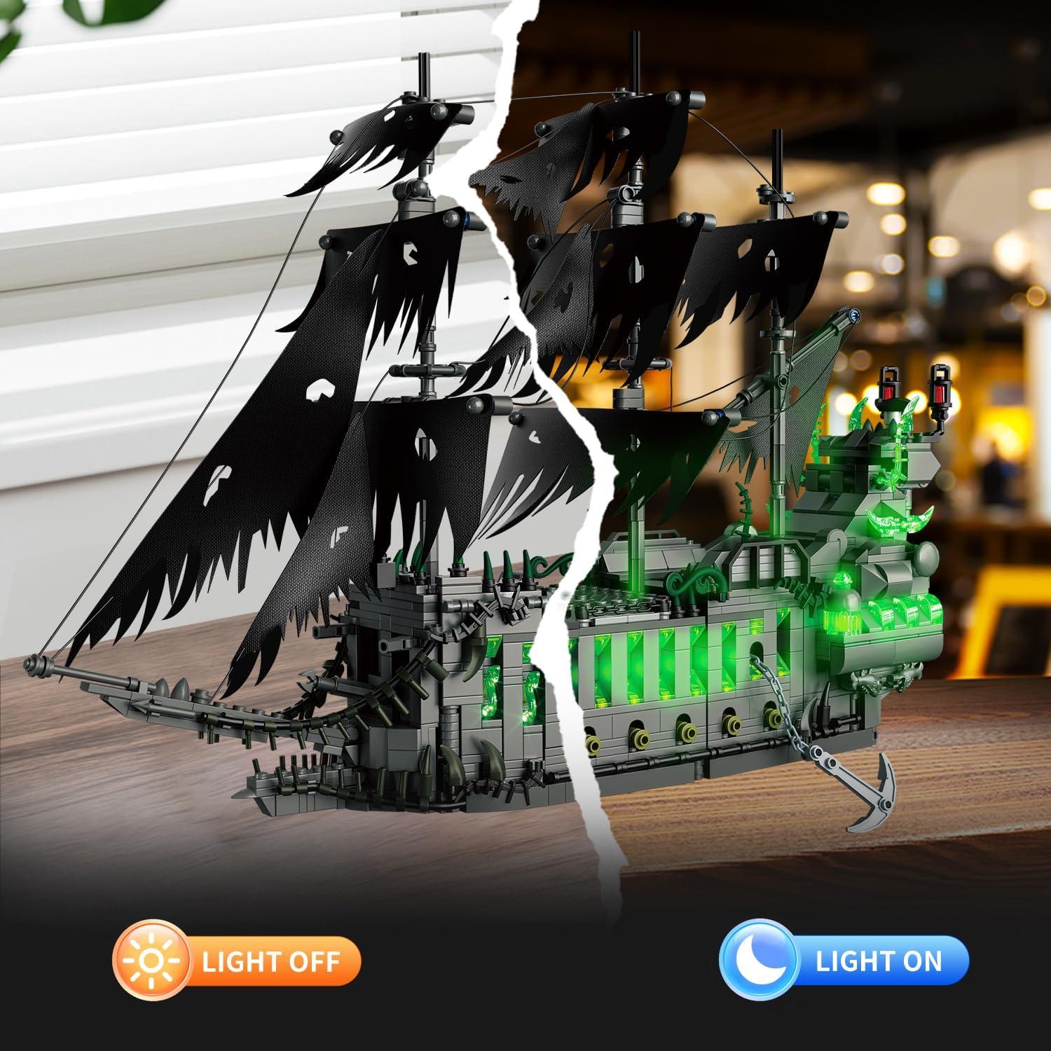 Juego de Construcción Barco Pirata WinGift 1573 Piezas LED