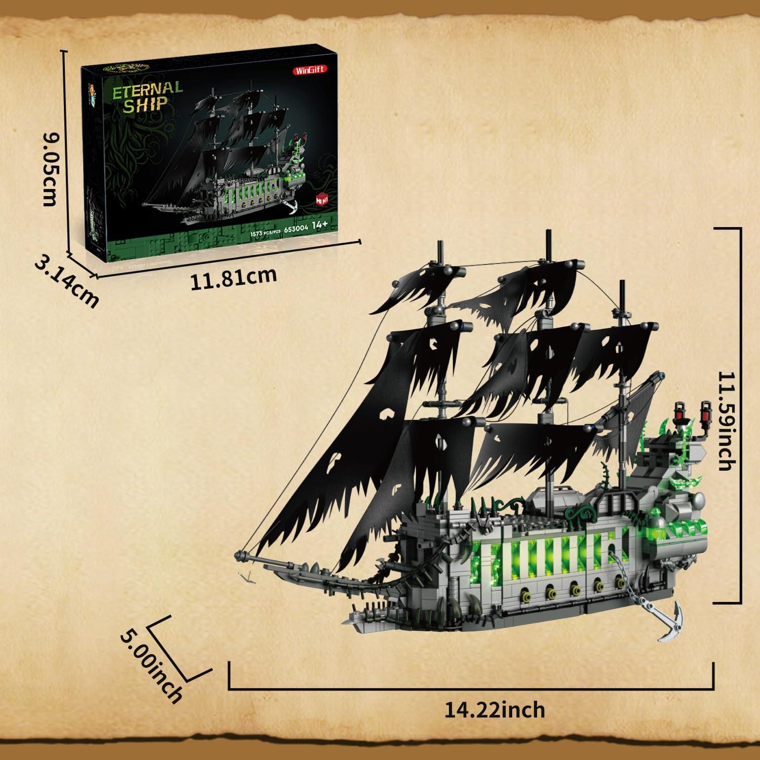 Juego de Construcción Barco Pirata WinGift 1573 Piezas LED