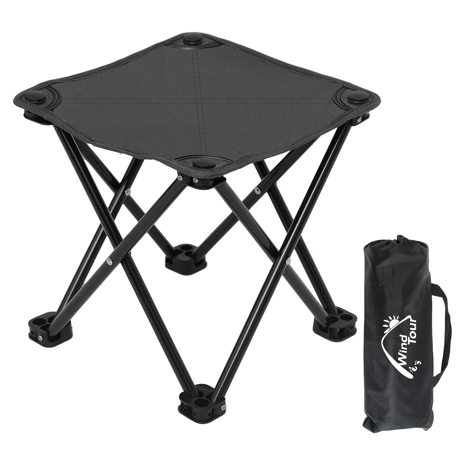 Silla de Camping Plegable Wind Tour Negra 0.68 kg 30x30x30 cm