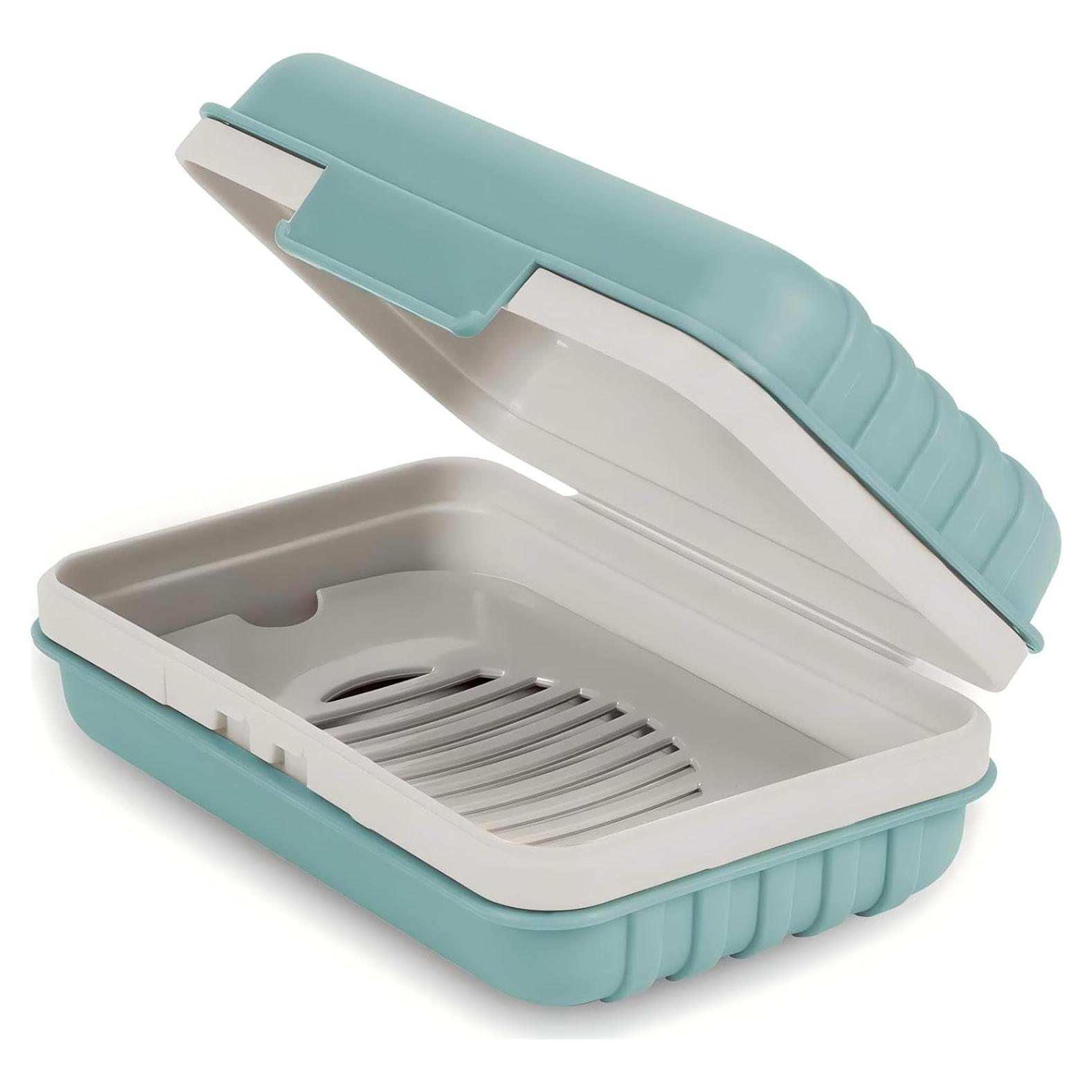 Plato de Jabón Quatish Azul para Ducha y Viaje, A Prueba de Fugas