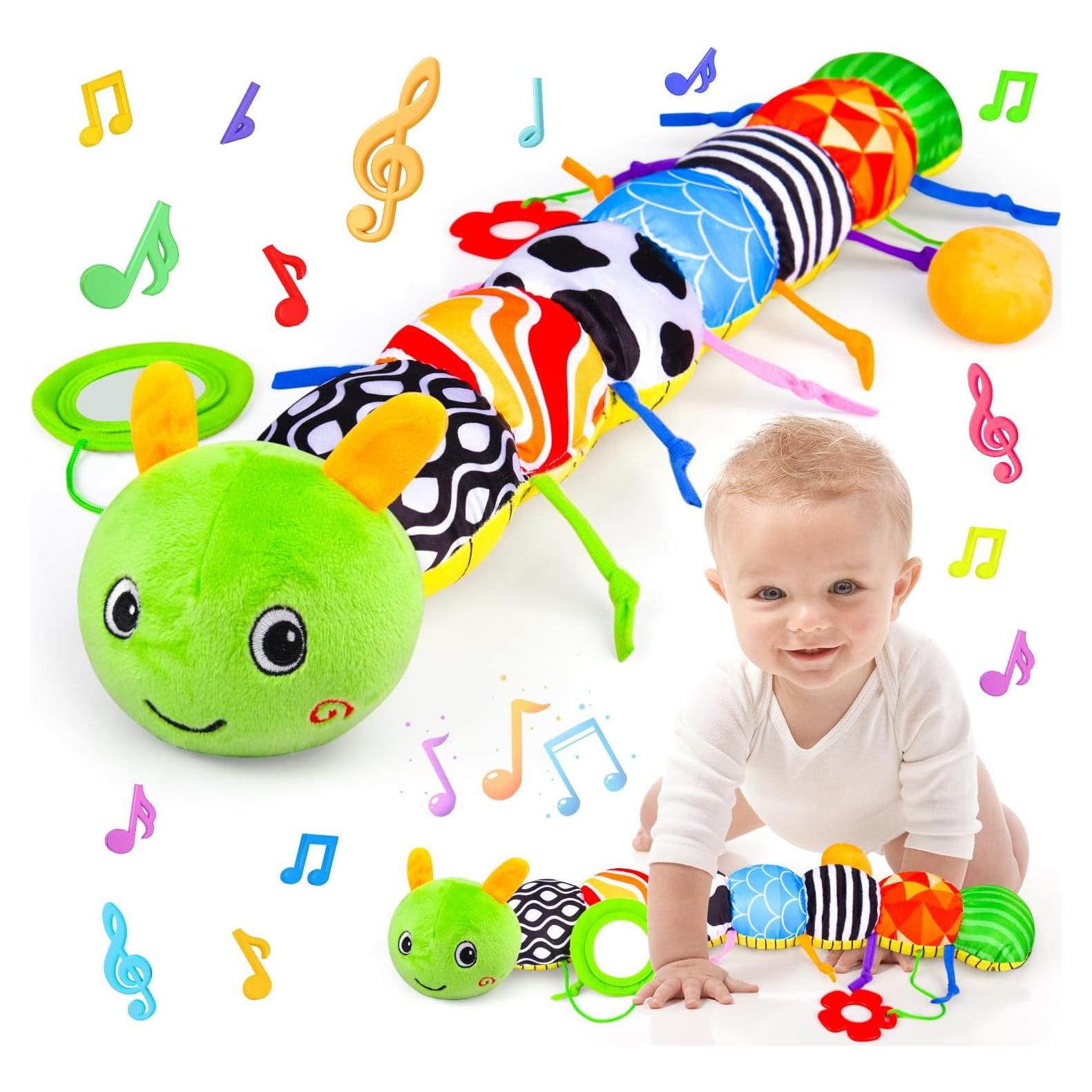 Juguete de Peluche Musical Oruga Verde para Bebés 0-12 Meses