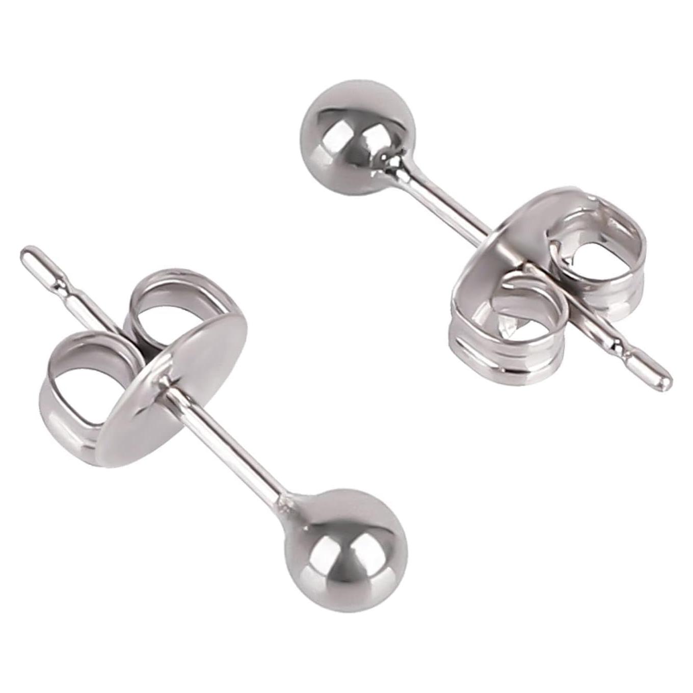 Pendientes de perno de titanio hipoalergénicos 3mm y 4mm