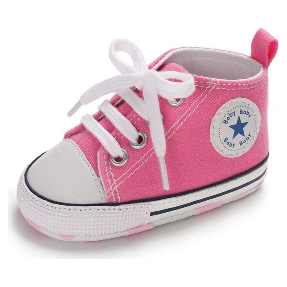 Zapatillas de Lona Altas para Bebés Meckior Rosa 0-6 Meses