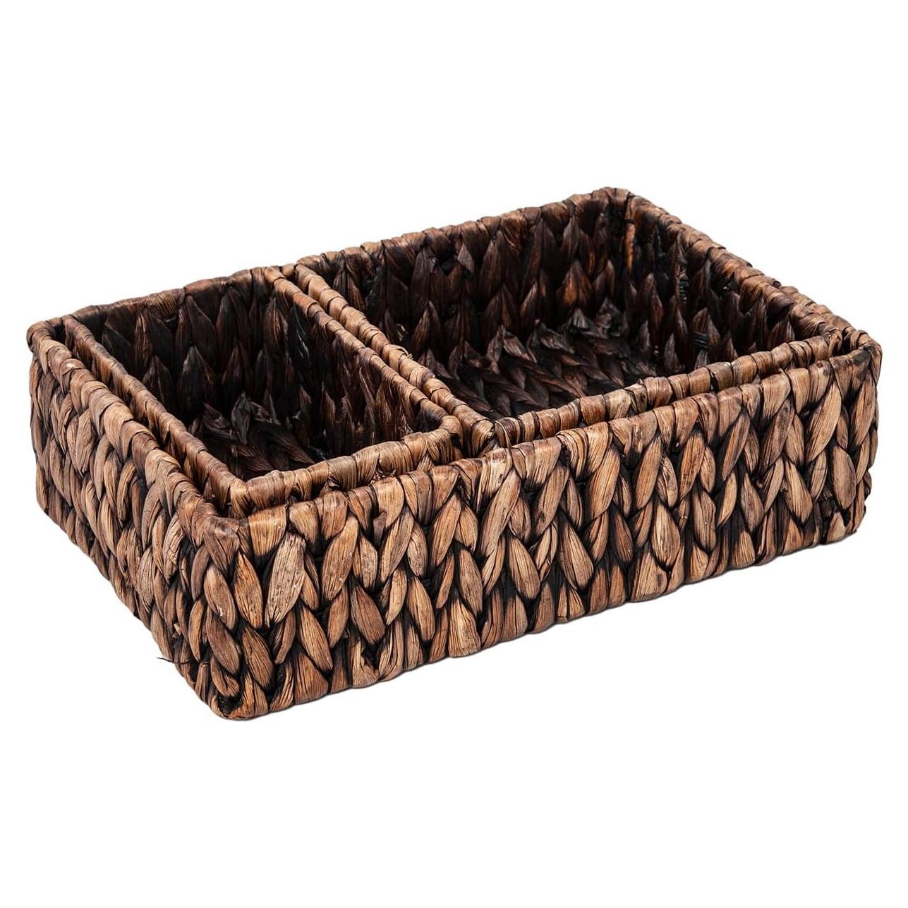 Juego de 3 Cestas de Almacenamiento MIZHICRAFT de Mimbre