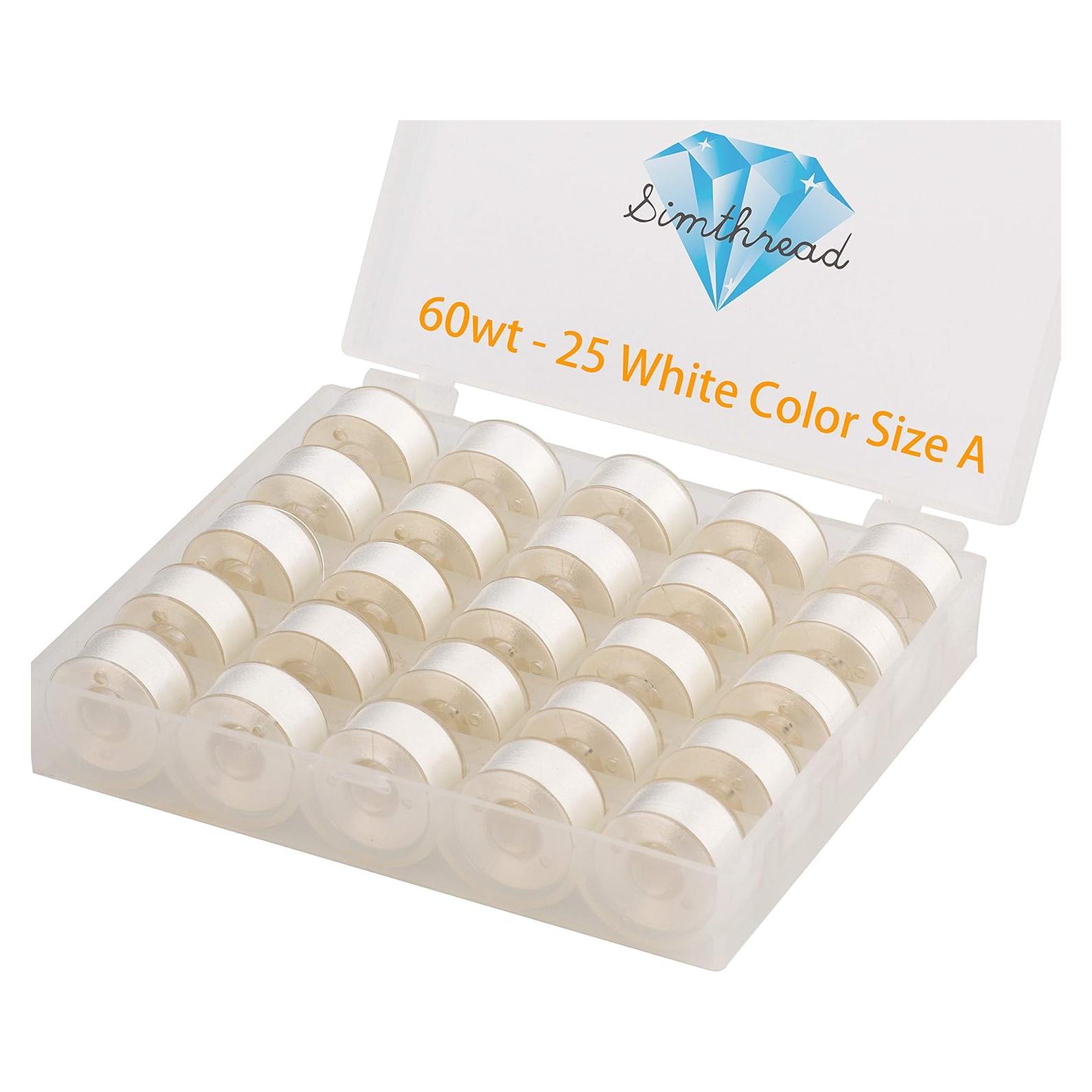 Hilo de Bobina Preenrollado Blanco Simthread 25pcs 60WT