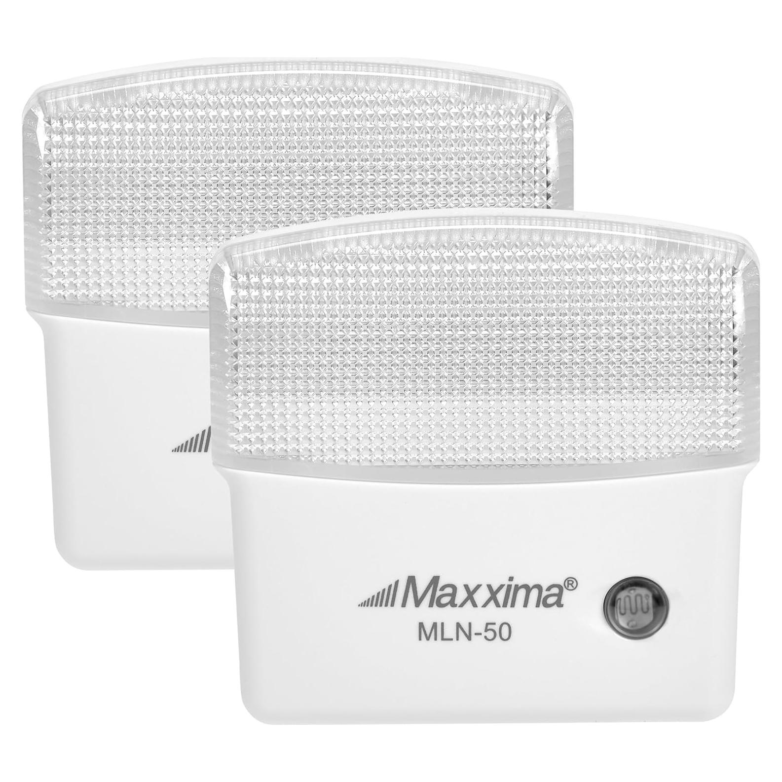 Luz Nocturna LED Maxxima MLN-50 con Sensor Crepúsculo - 25 Lúmenes, Paquete de 2