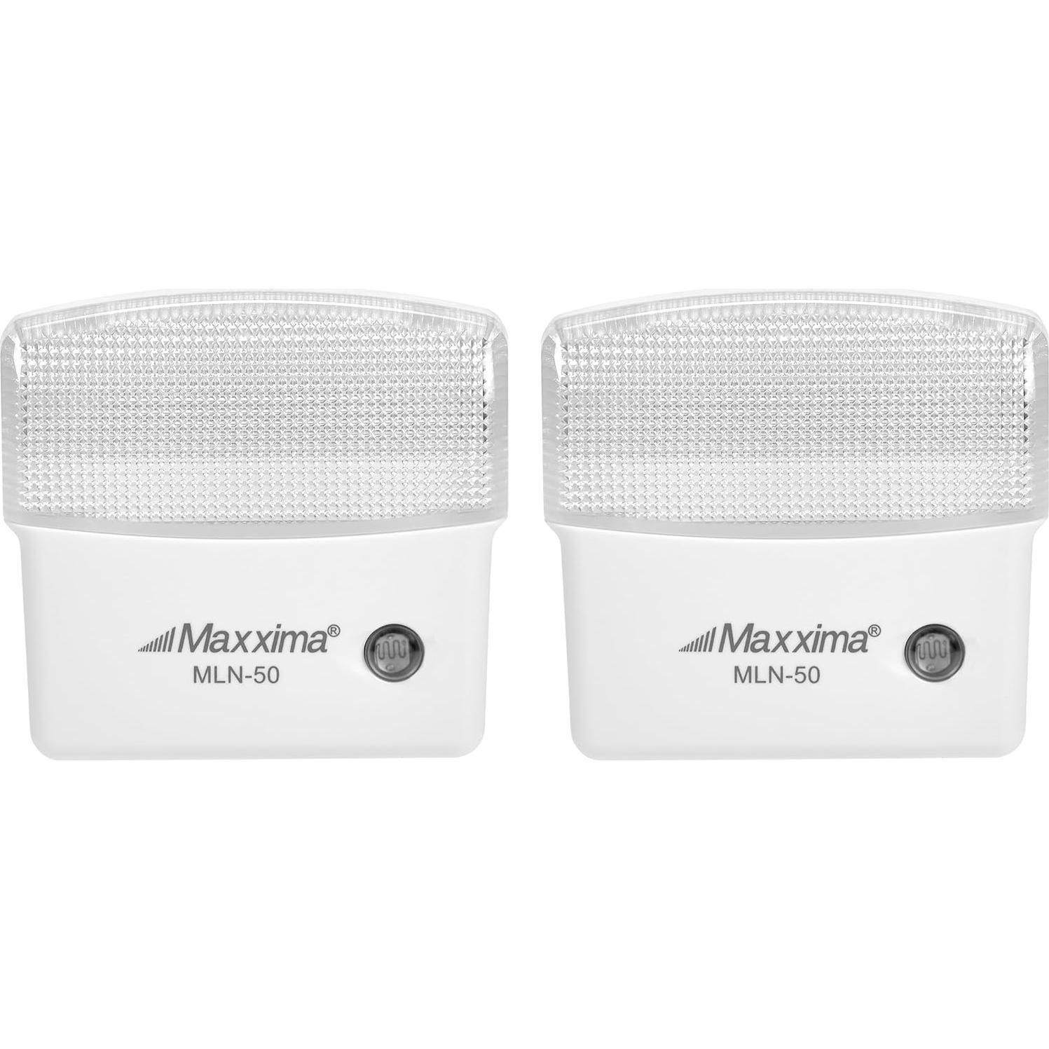 Luz Nocturna LED Maxxima MLN-50 con Sensor Crepúsculo - 25 Lúmenes, Paquete de 2