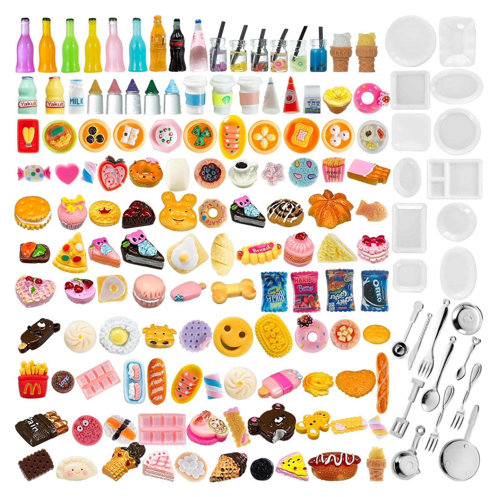 150 Piezas Juguetes de Comida y Bebidas Miniatura Diinokiy