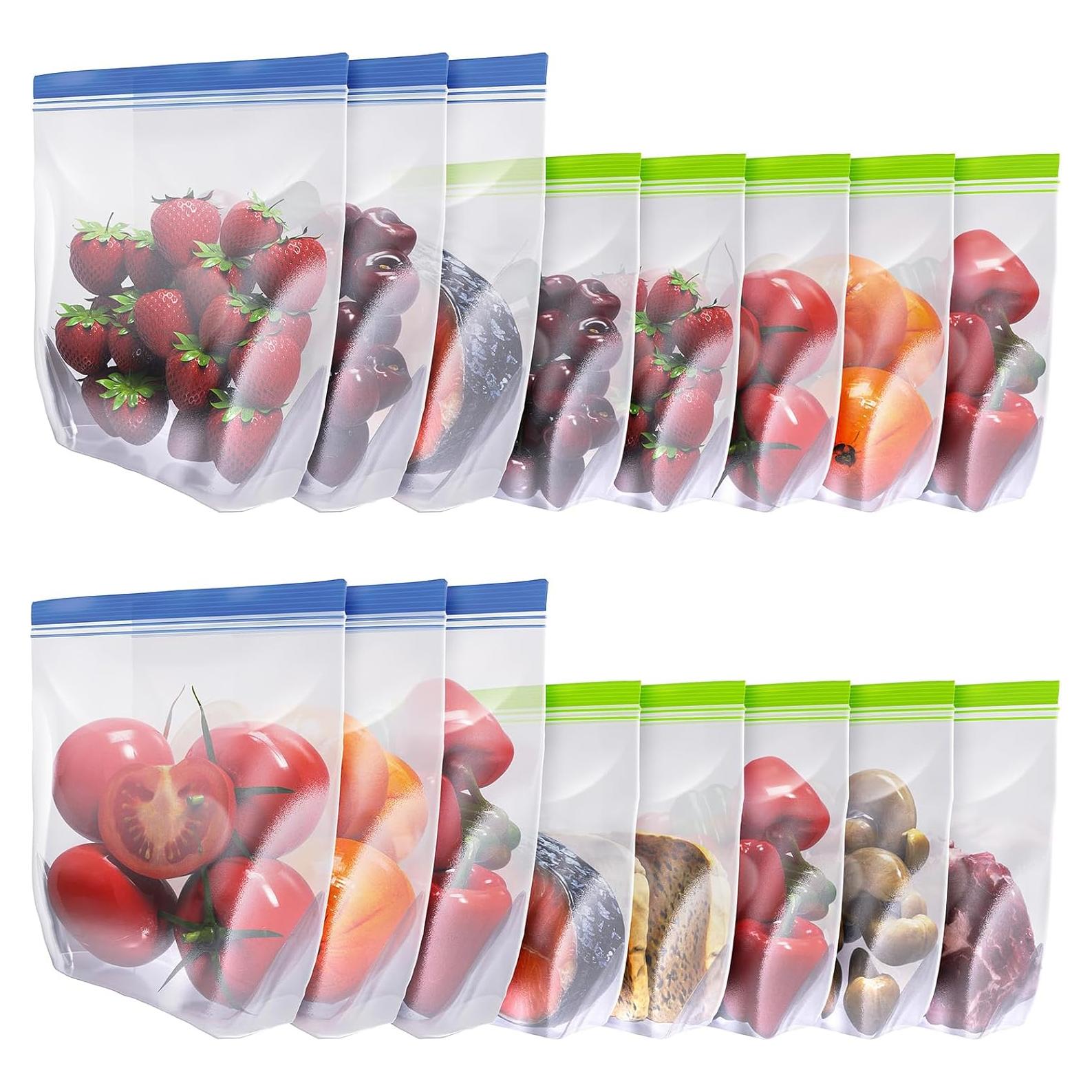 16 Bolsas Reutilizables Wovtary para Congelador y Sándwich