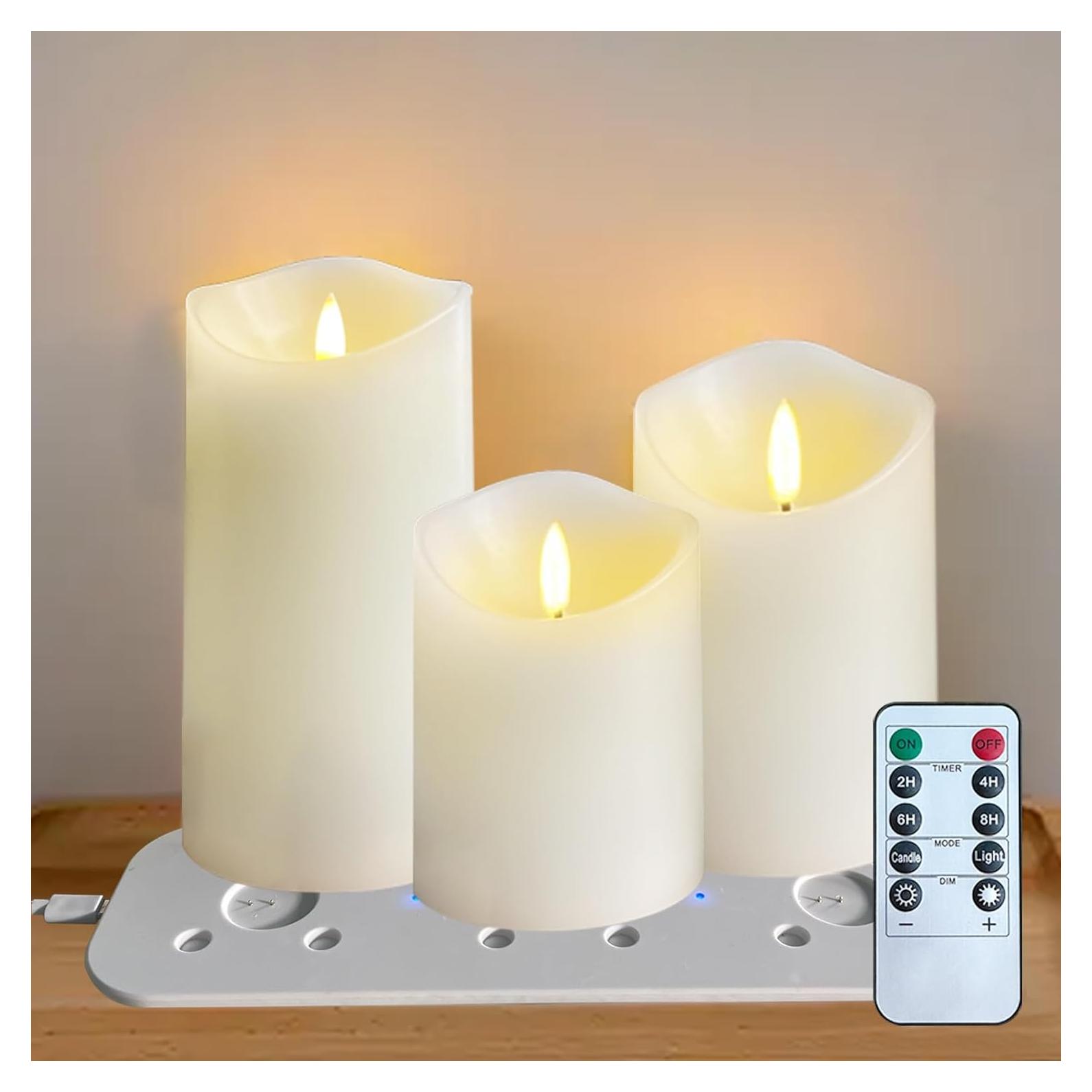 Juego de Velas LED Recargables Sin Llama LEDHOLYT 3 Piezas
