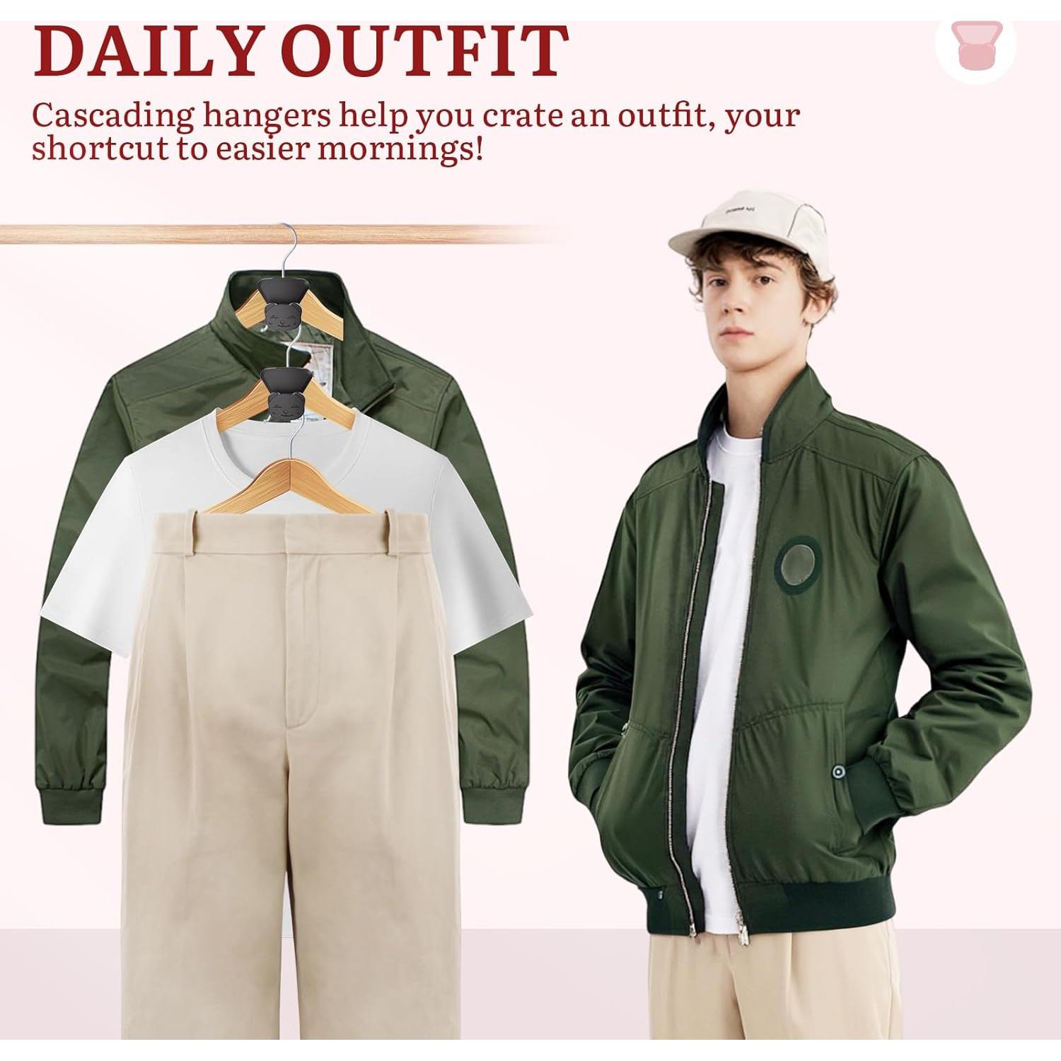 Ganchos Conectores de Perchas LIZMSIE 20PCS Negro 18kg