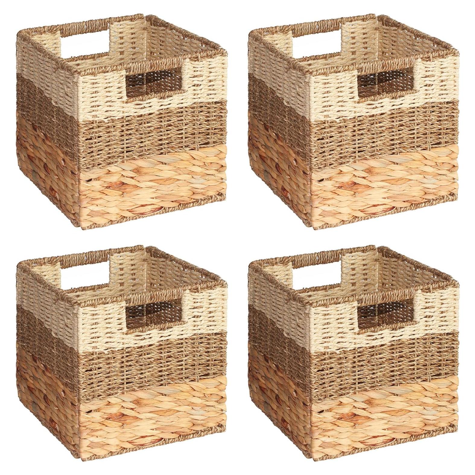 Canastas de Mimbre SpaceAid 4 Pack 26.67 cm Diseño 3 Patrones