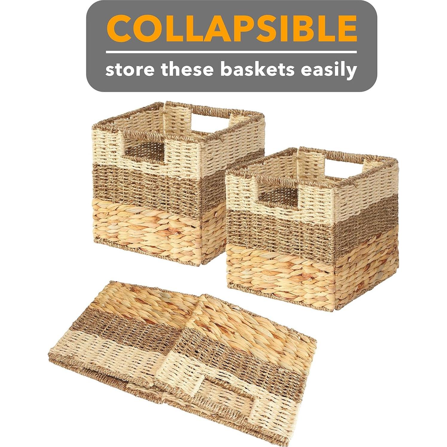 Canastas de Mimbre SpaceAid 4 Pack 26.67 cm Diseño 3 Patrones