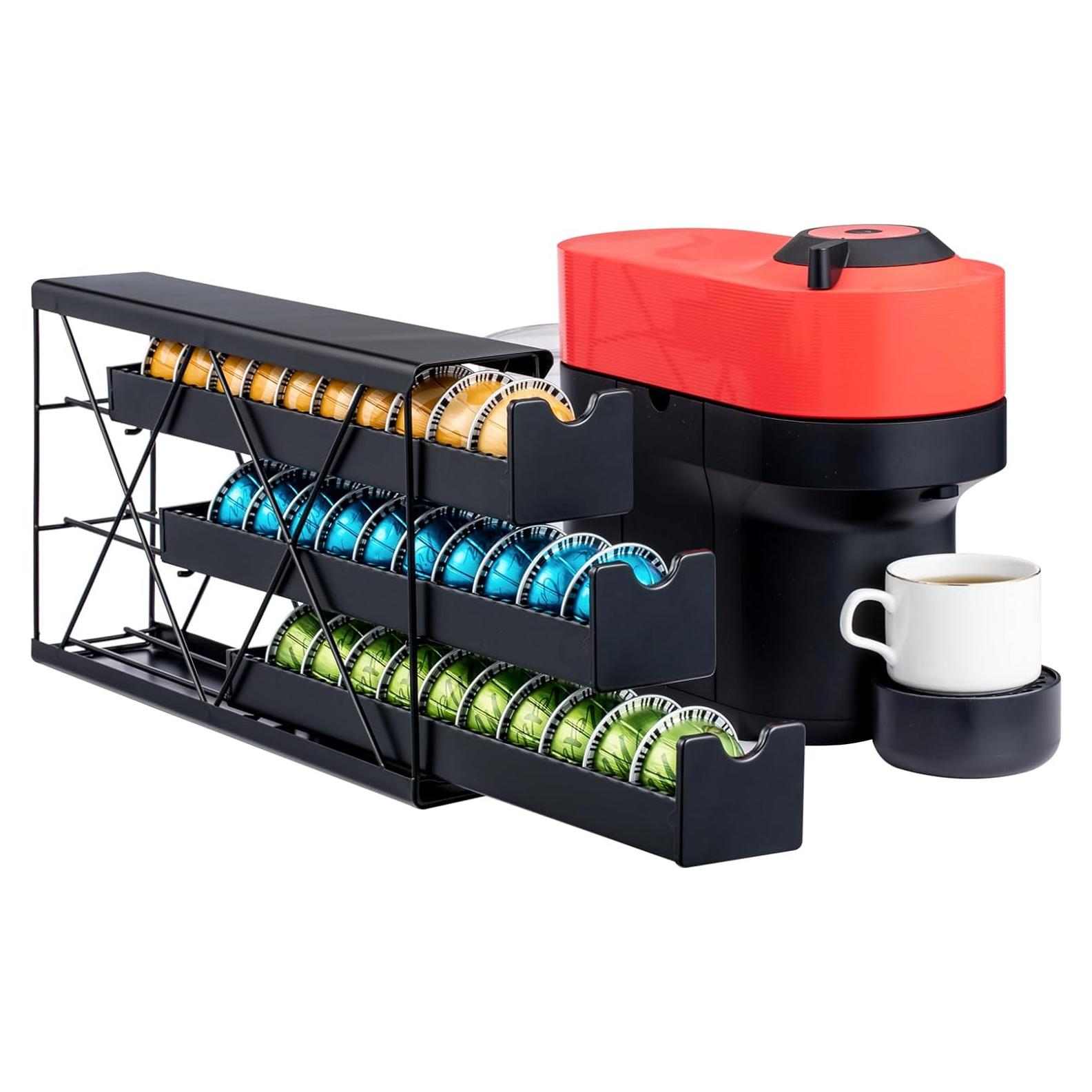 Soporte para cápsulas de café ZCDCP de metal negro 3 niveles