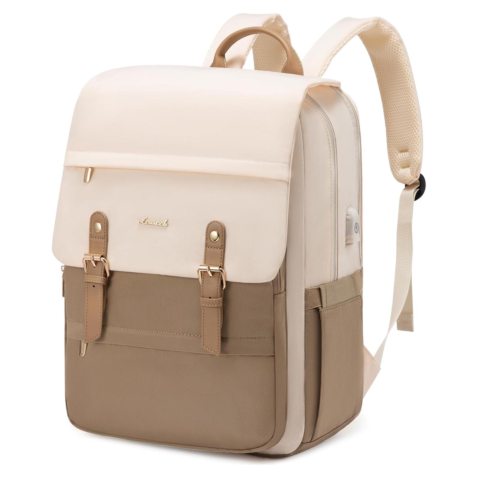 Mochila LOVEVOOK para Laptop 15.6" Beige y Café 23.2L