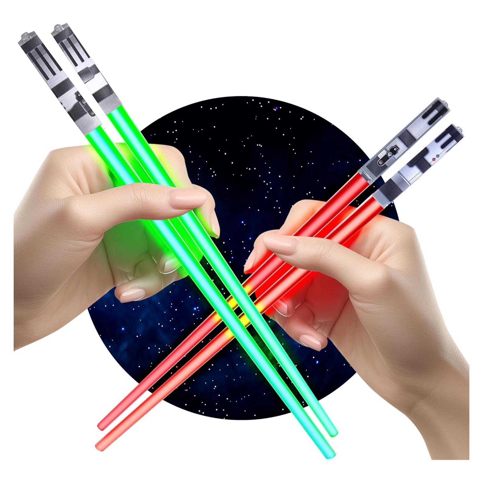 Palillos de Luz LED Star Wars ChopSabers - 2 Pares Verde y Rojo