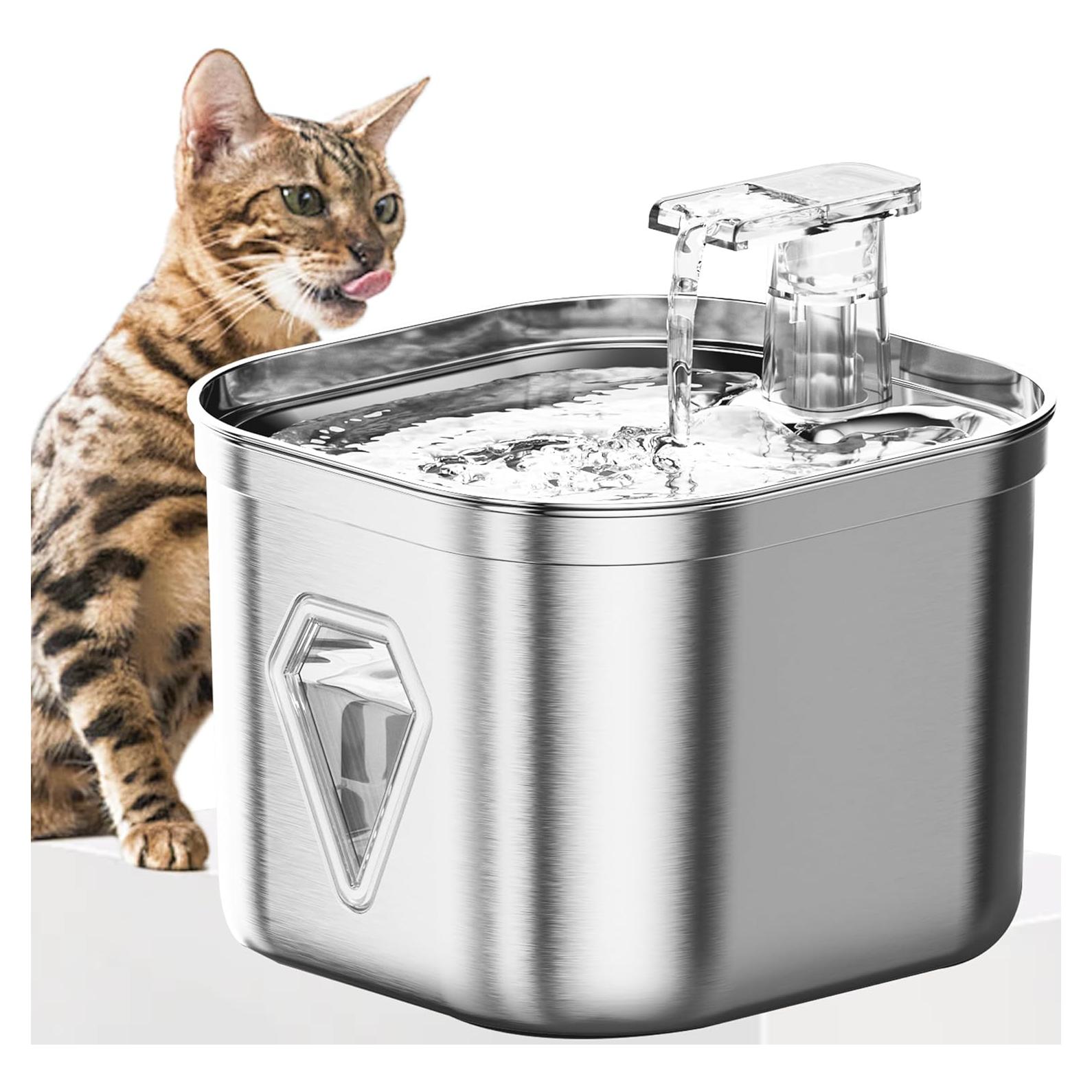 Fuente de Agua para Gatos Homtyler 2.2L Acero Inoxidable