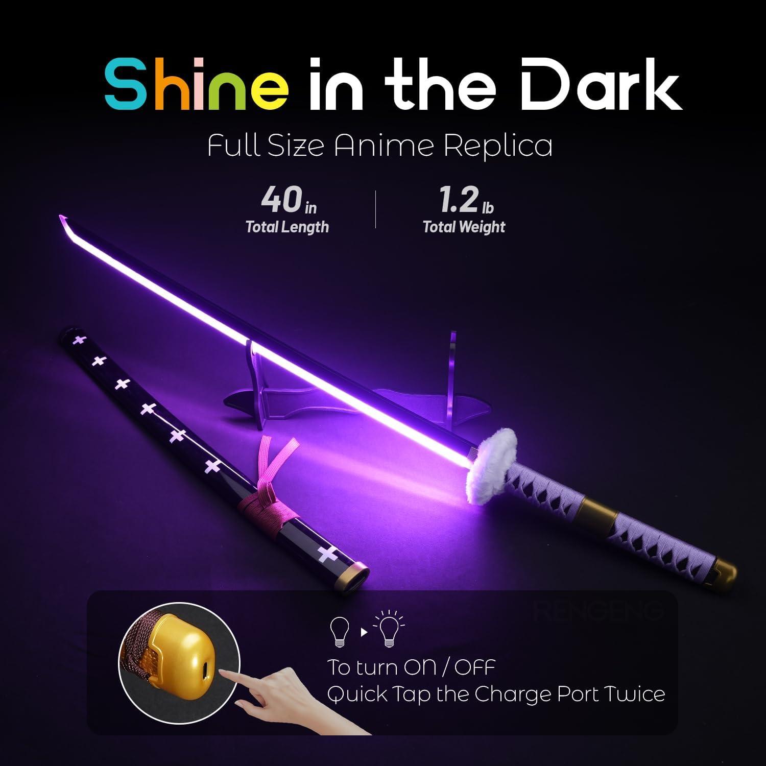 Espada Iluminada RENGENG 101,6 cm Recargable con Soporte