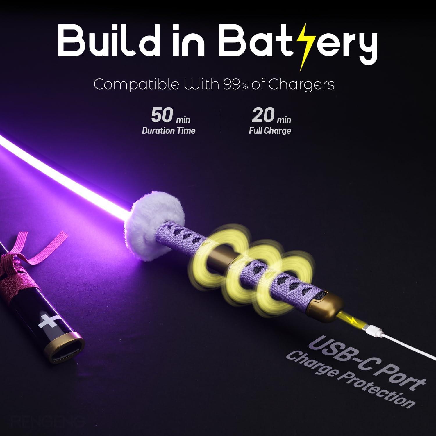 Espada Iluminada RENGENG 101,6 cm Recargable con Soporte