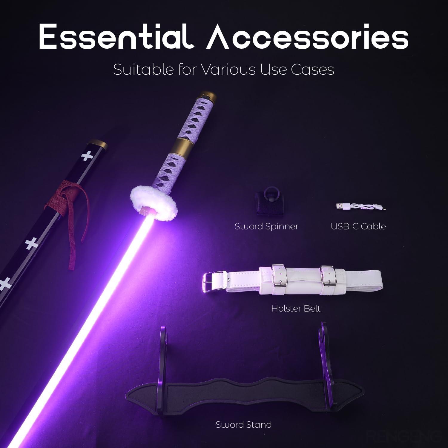 Espada Iluminada RENGENG 101,6 cm Recargable con Soporte