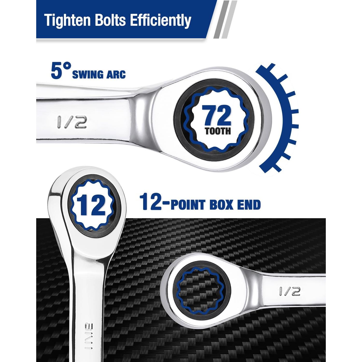 Llave Combinada de Carraca 1/2" WORKPRO Acero CR-V 17.5cm