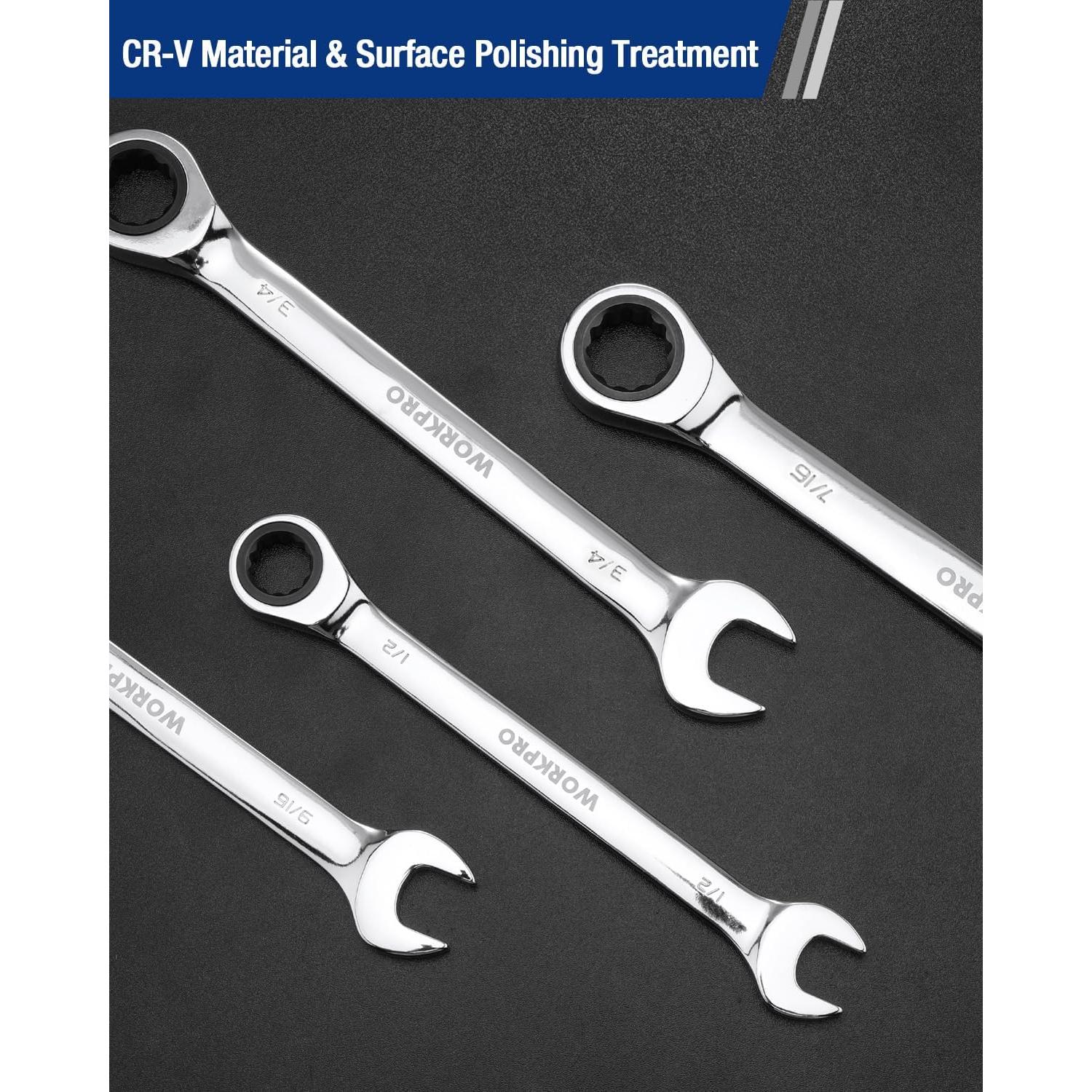 Llave Combinada de Carraca 1/2" WORKPRO Acero CR-V 17.5cm