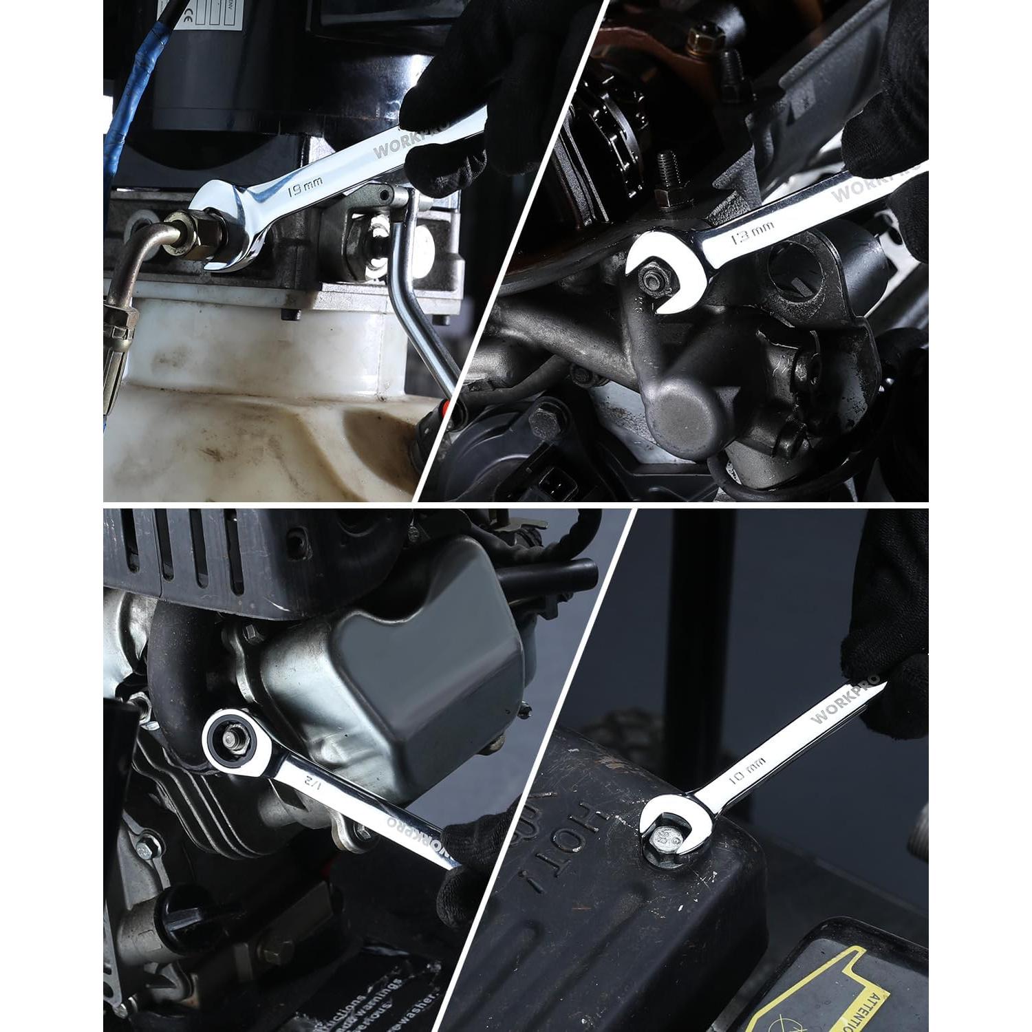 Llave Combinada de Carraca 1/2" WORKPRO Acero CR-V 17.5cm