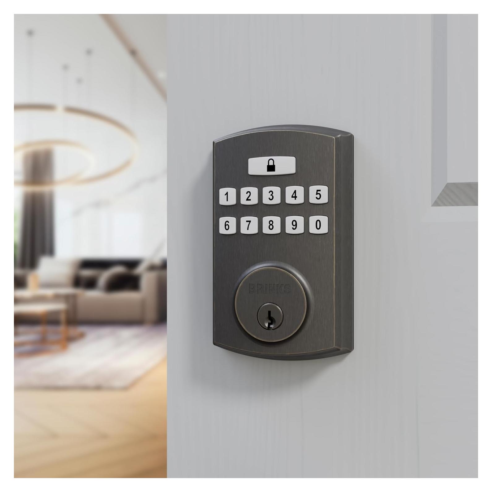 Cerradura Electrónica de Perno Brinks 4390, Alta Seguridad, Bronce Toscano