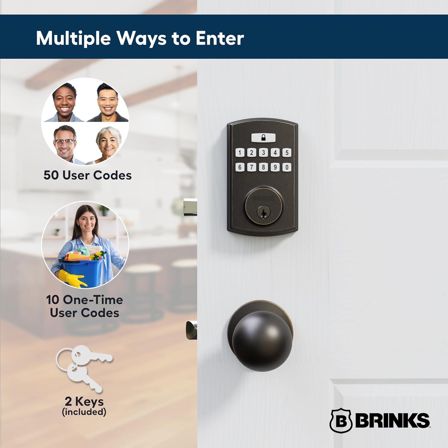 Cerradura Electrónica de Perno Brinks 4390, Alta Seguridad, Bronce Toscano