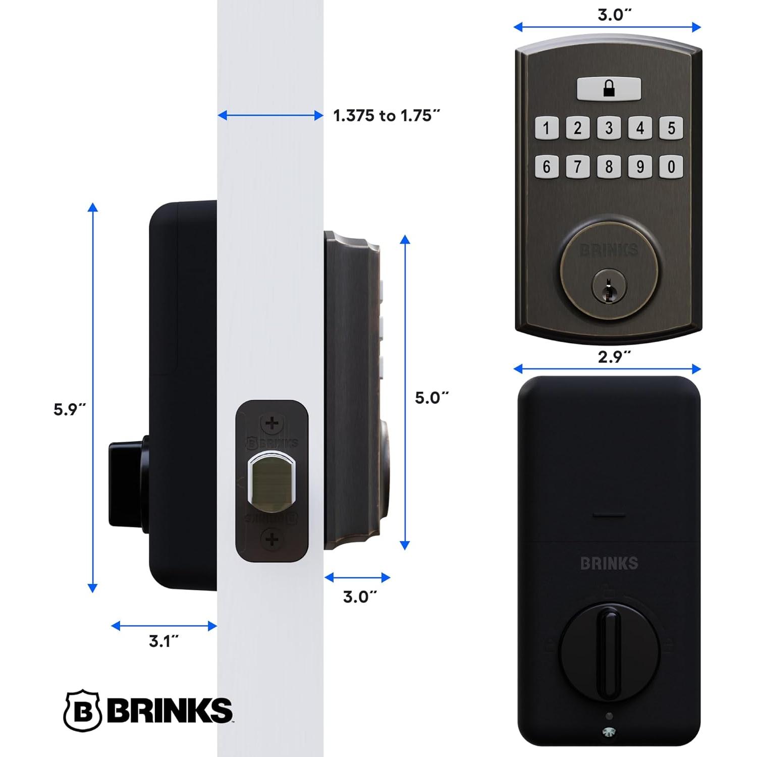Cerradura Electrónica de Perno Brinks 4390, Alta Seguridad, Bronce Toscano