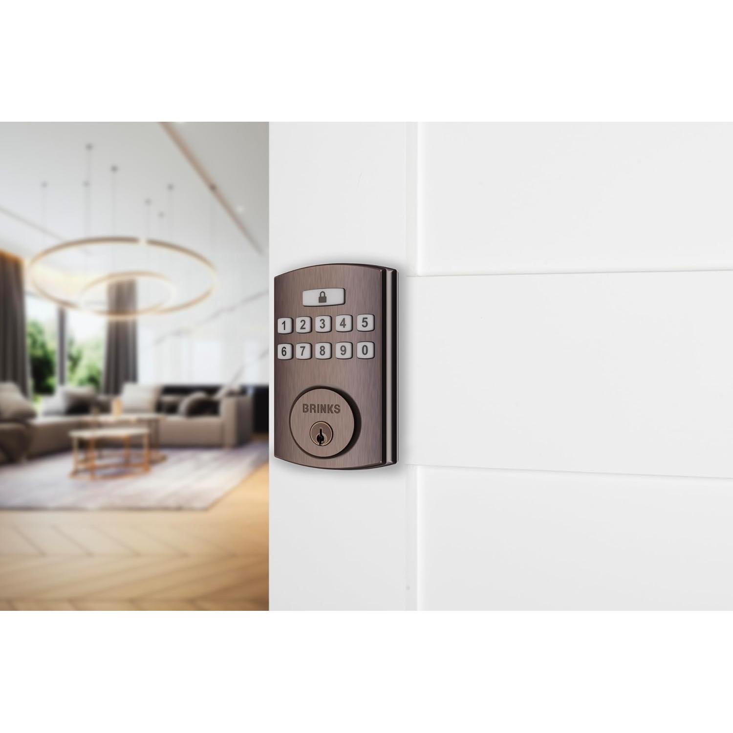 Cerradura Electrónica de Perno Brinks 4390, Alta Seguridad, Bronce Toscano