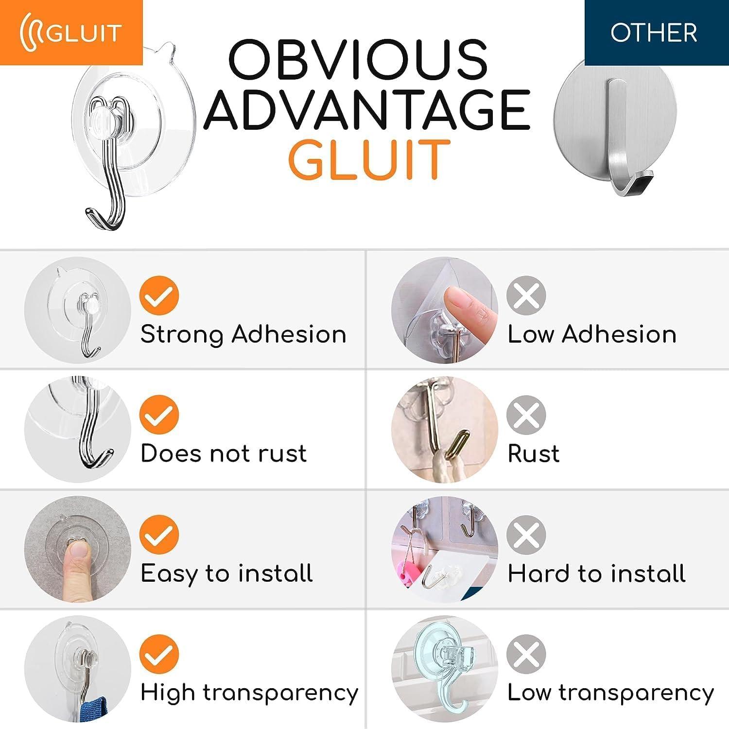 Ganchos de Ventosa GLUIT - 8 Ganchos de Acero Inoxidable
