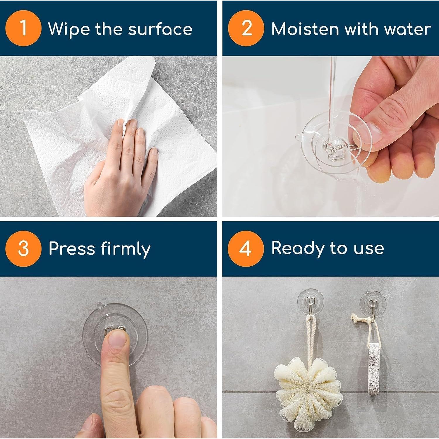 Ganchos de Ventosa GLUIT - 8 Ganchos de Acero Inoxidable