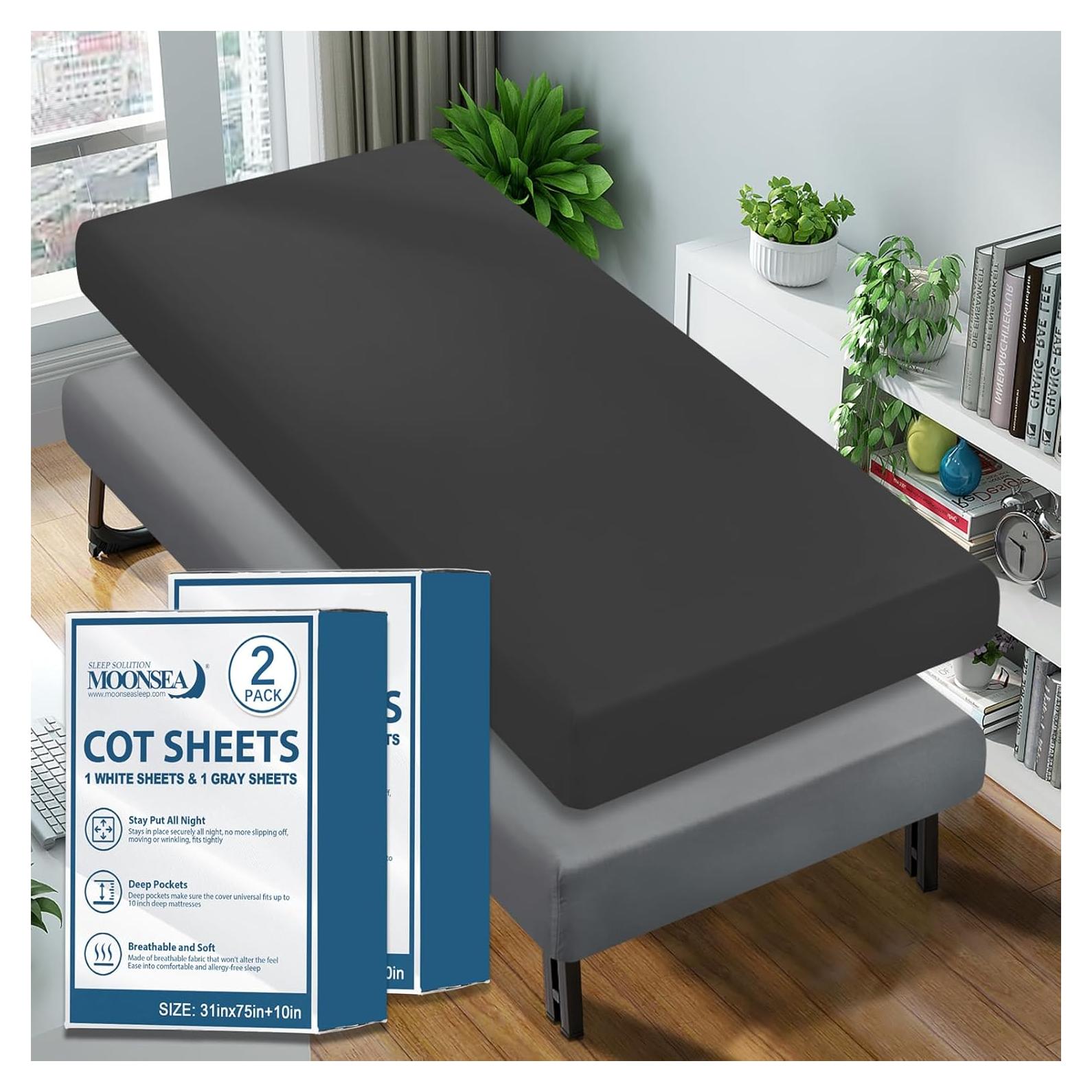 Sábana Ajustable Moonsea 79x191 cm Microfibra Gris y Negro