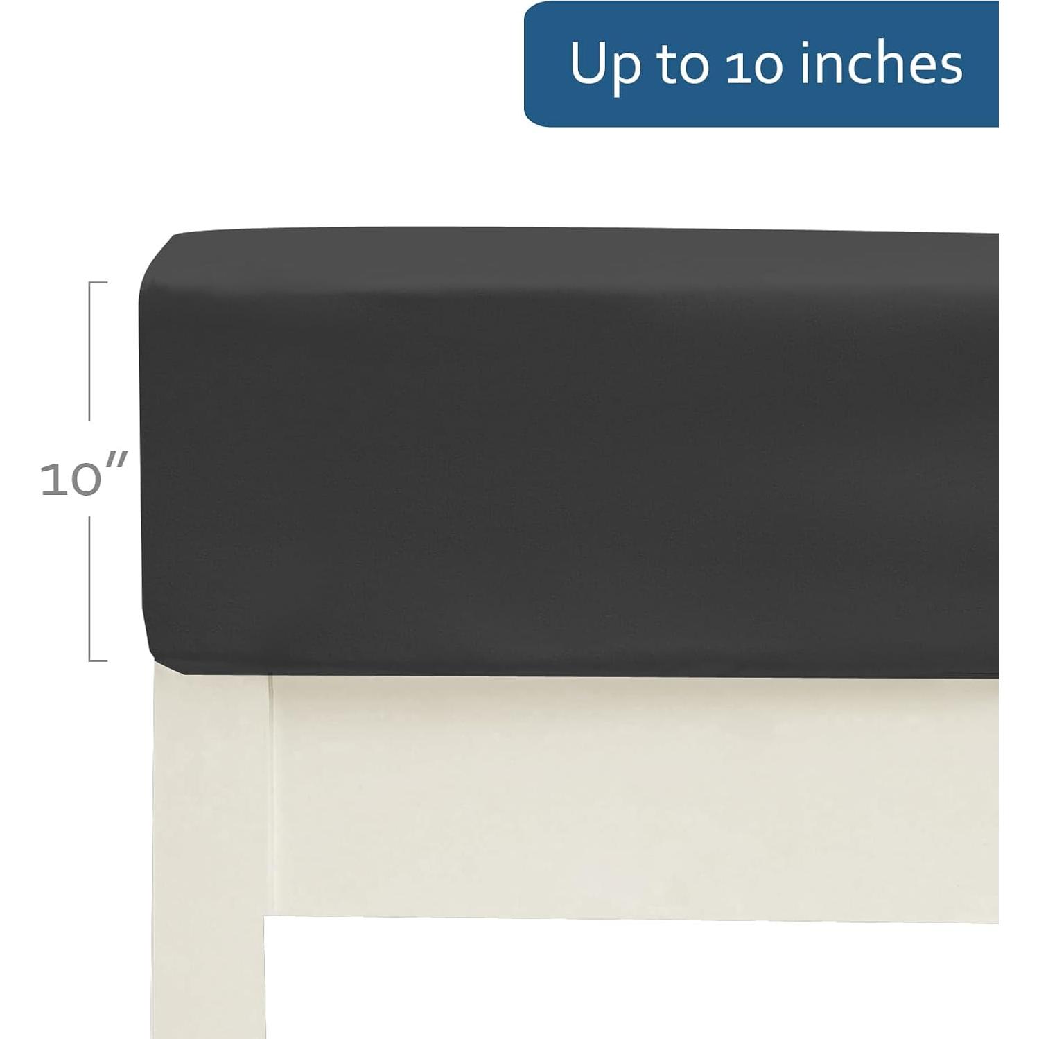 Sábana Ajustable Moonsea 79x191 cm Microfibra Gris y Negro