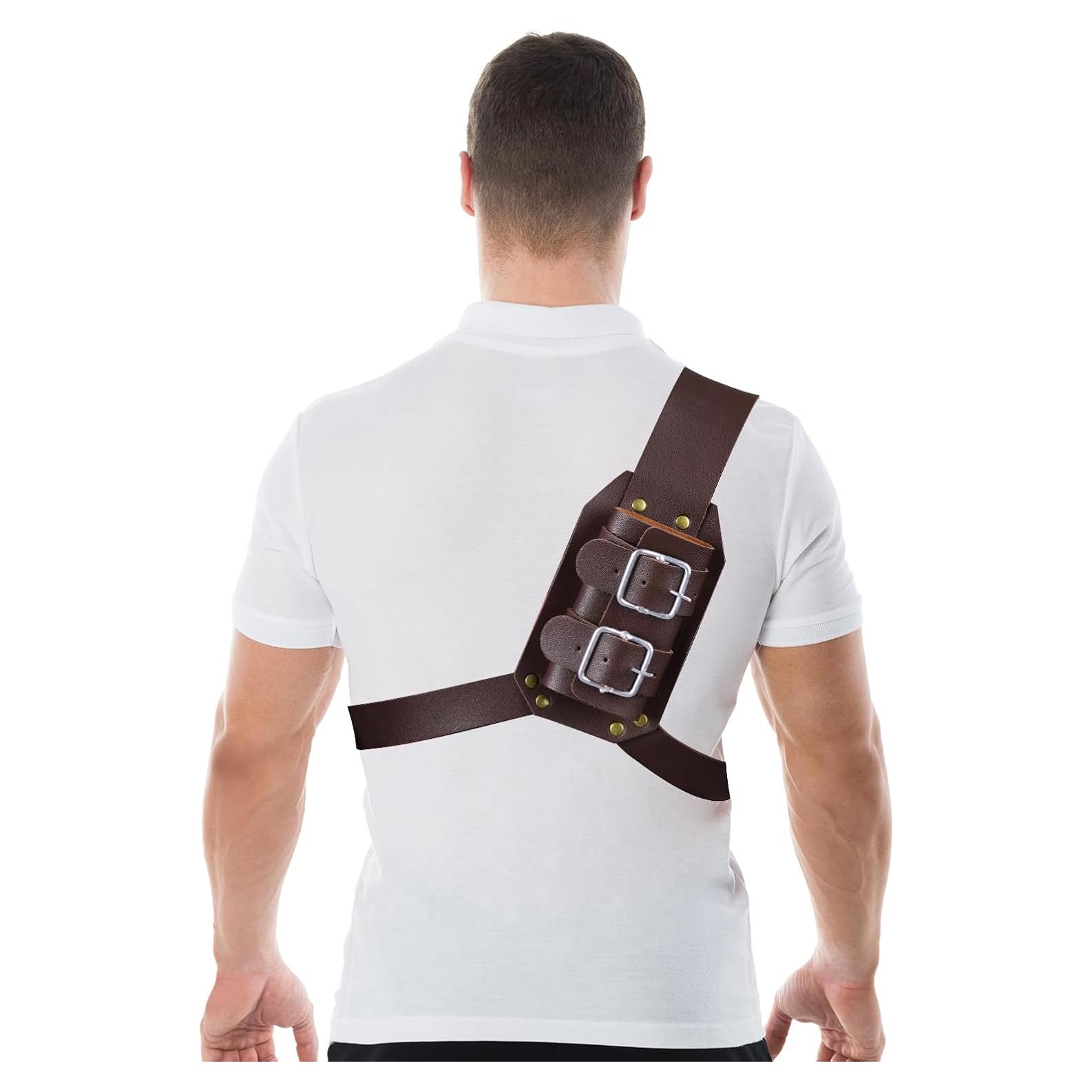 Funda de espada medieval de cuero PU con daga ajustable