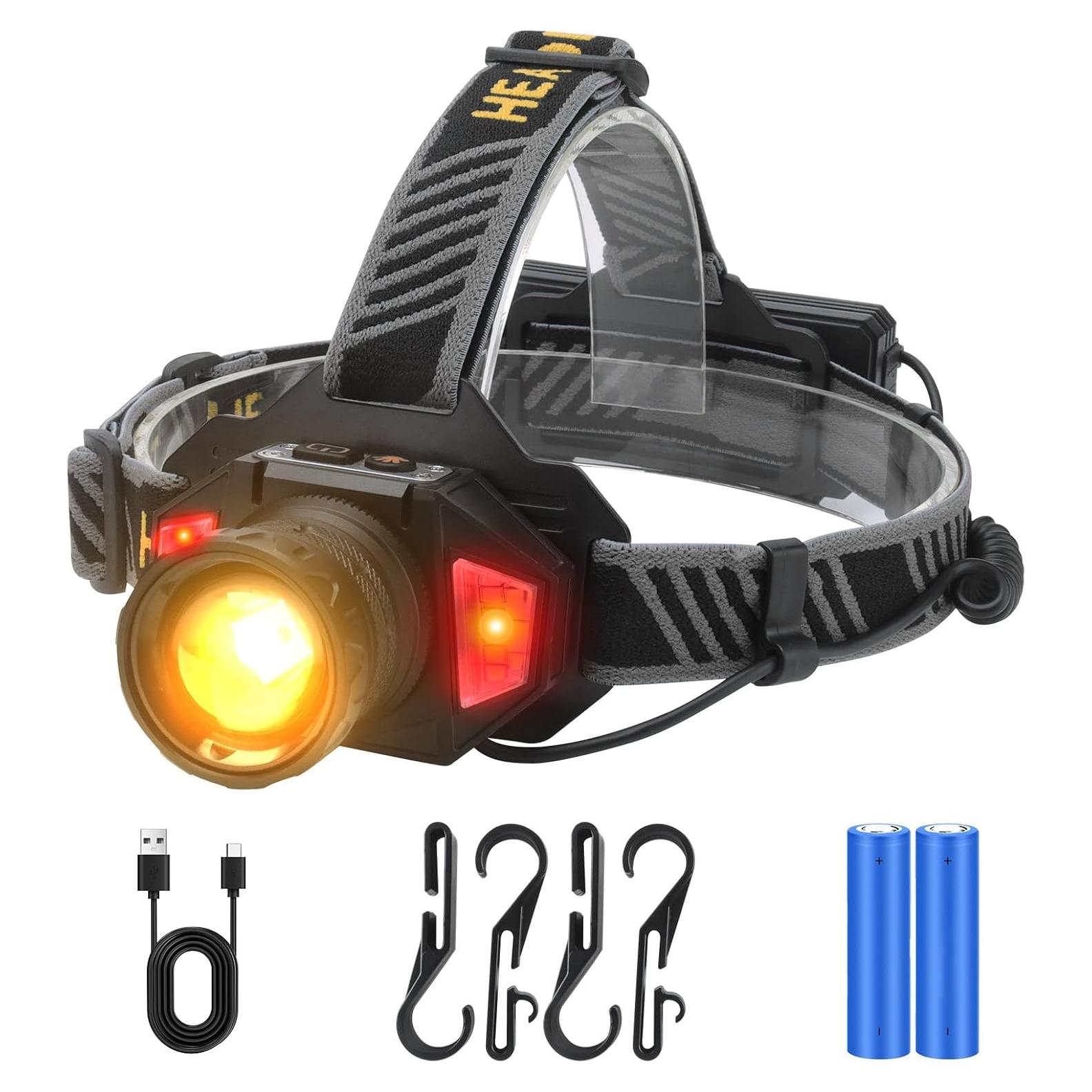 Linterna Frontal BORUIT T503B Recargable LED 8 Modos IPX4