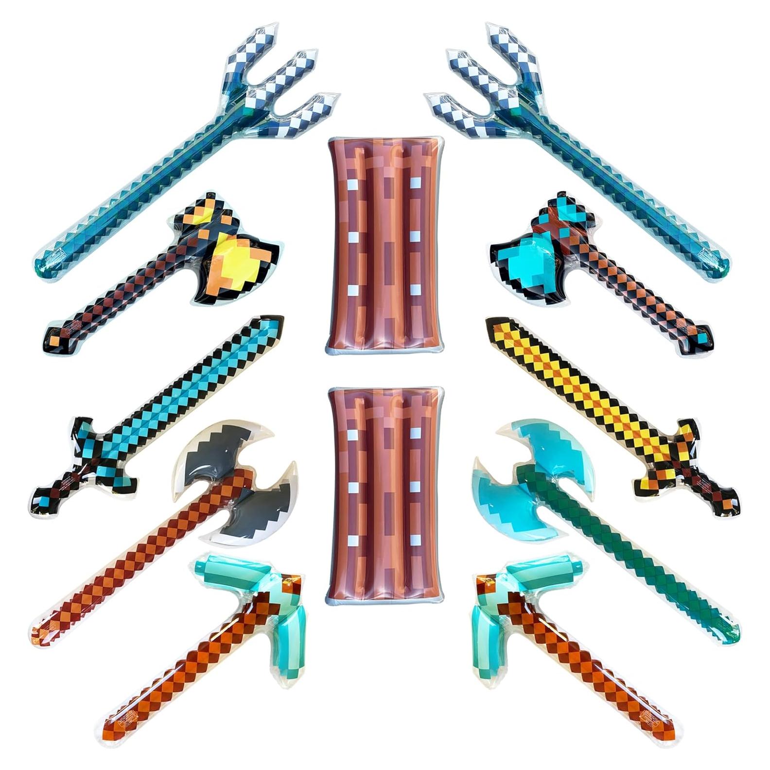 Paquete de 12 Armas Inflables Megasumer - Espadas, Hachas y Escudos