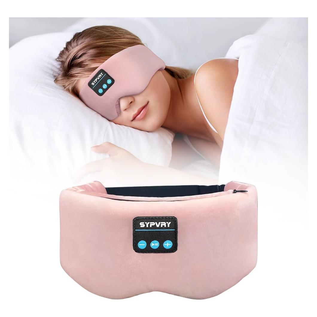 Máscara de Sueño Bluetooth SYPVRY Rosa con Auriculares Inalámbricos