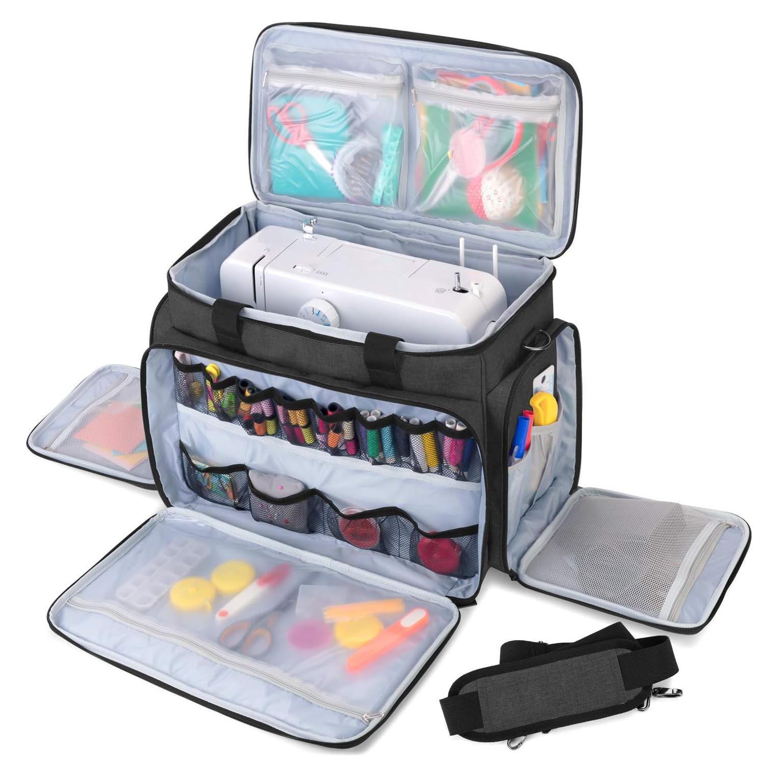 LUXJA Bolsa de Viaje para Máquina de Coser Negra con Almohadilla