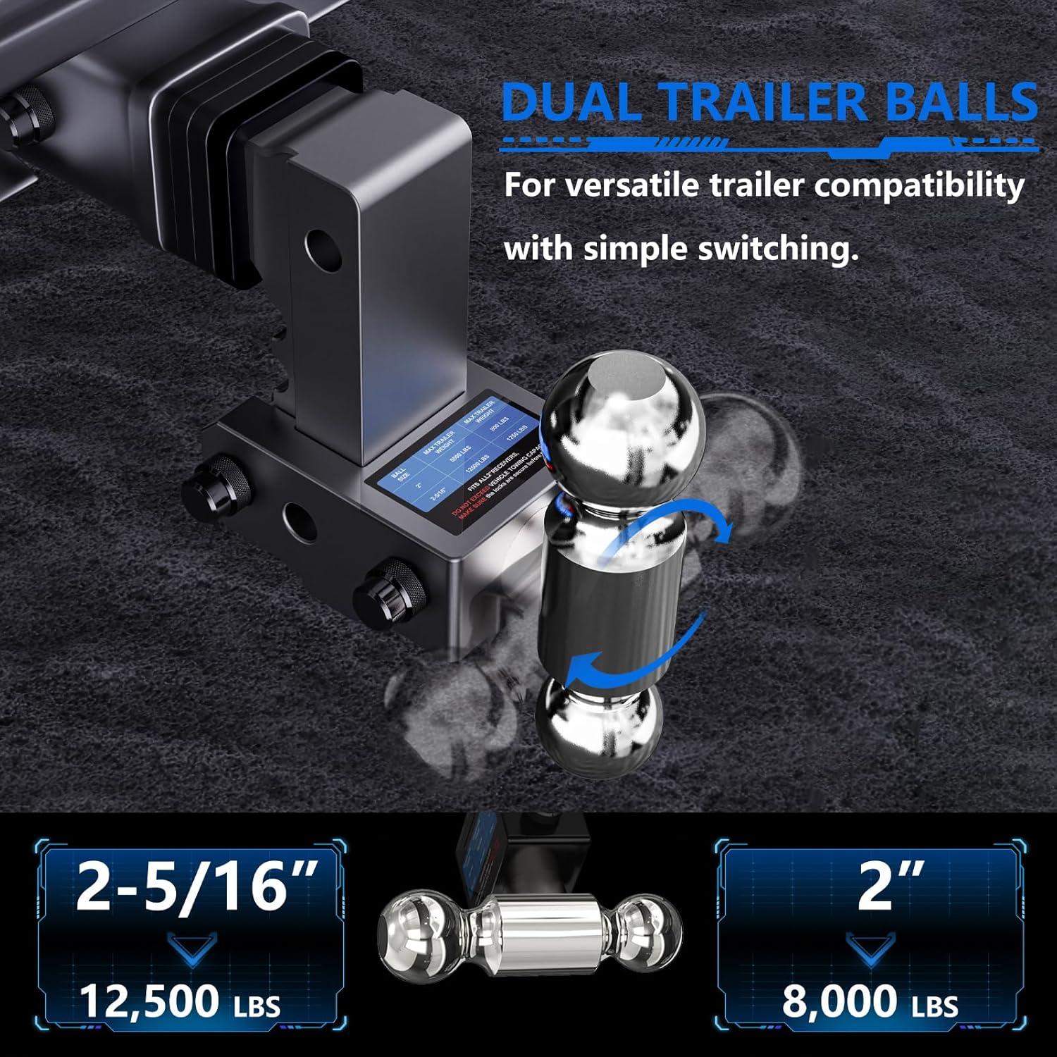 Enganche de Remolque Ajustable DEWOT TH-01 5670 kg con Bola Dual