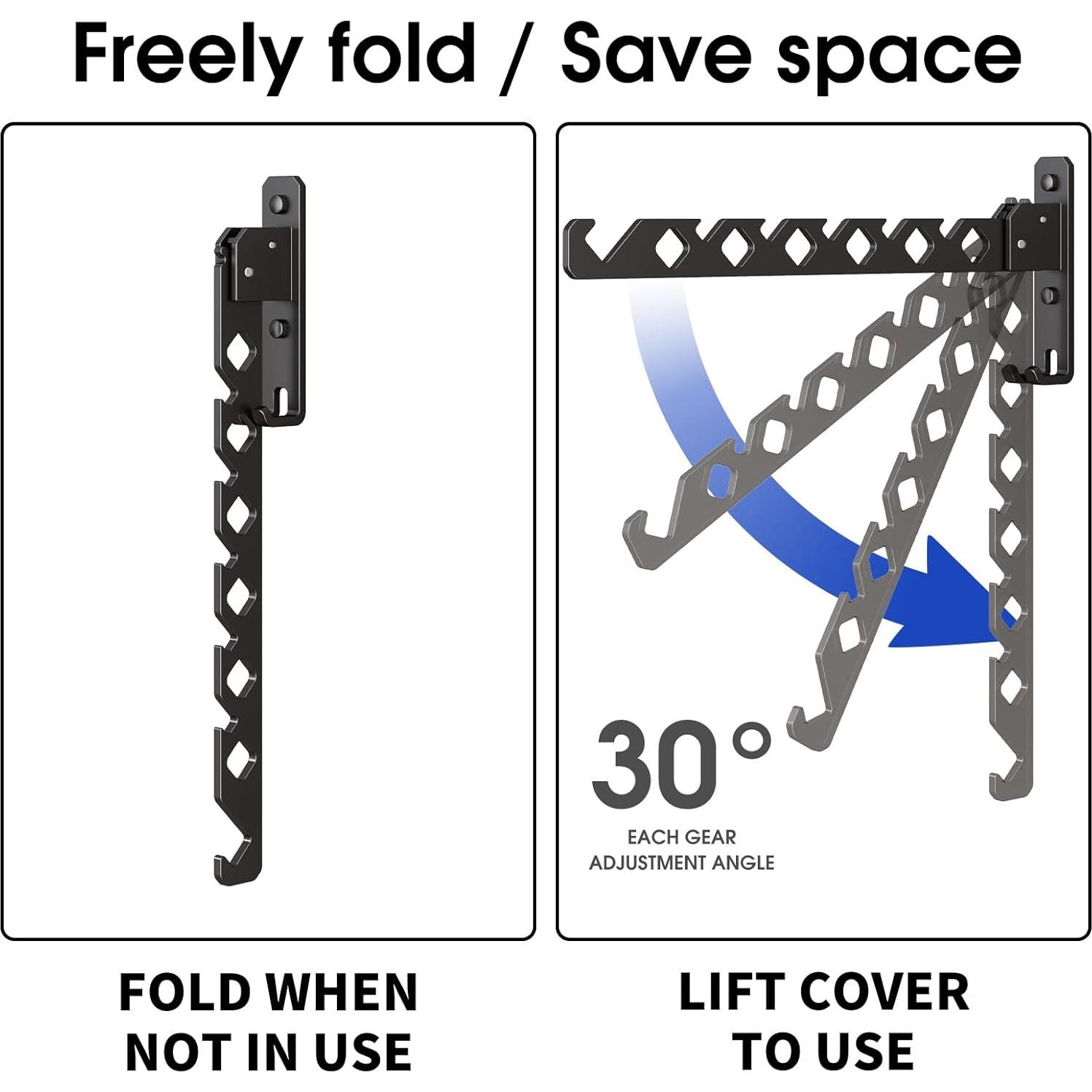 Perchero de Ropa Plegable Dancrul Negro Montado en Pared