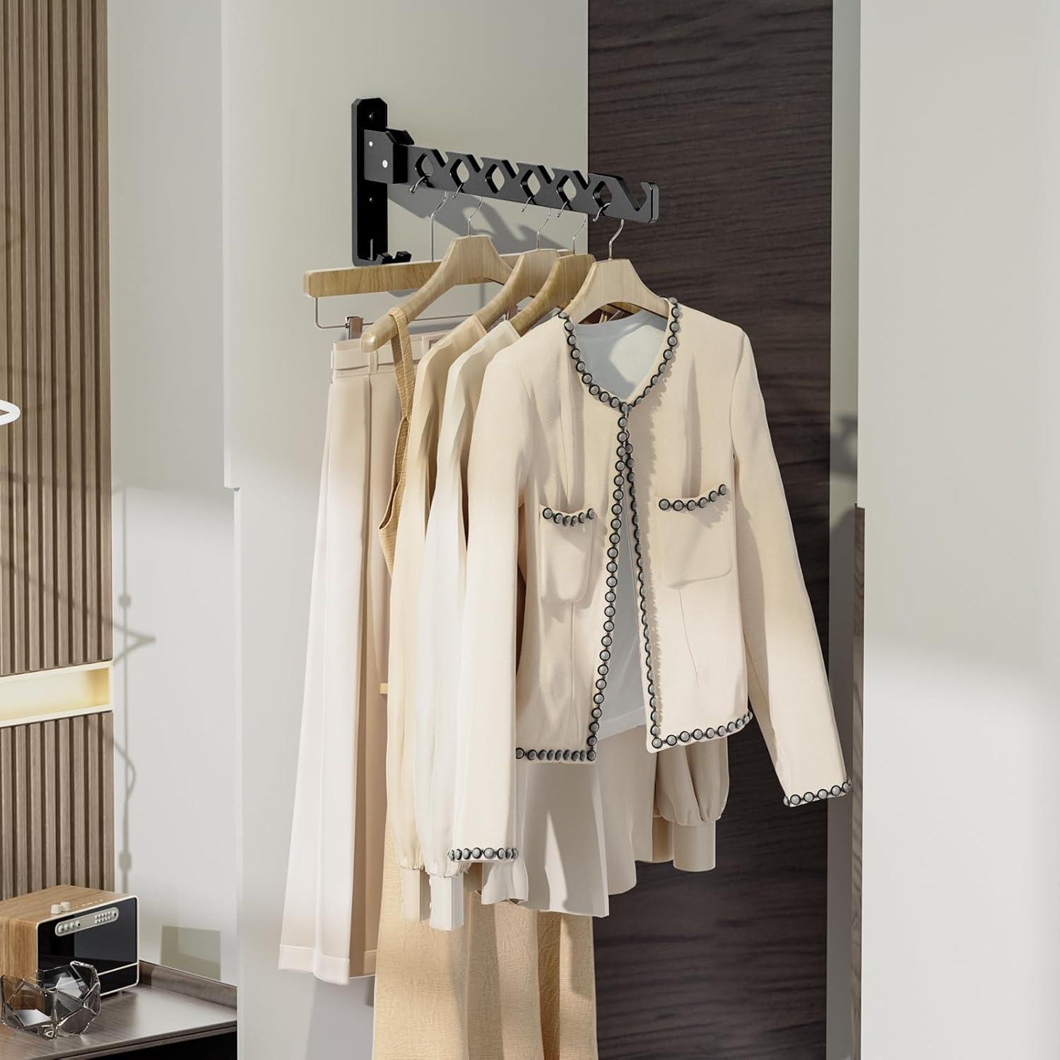 Perchero de Ropa Plegable Dancrul Negro Montado en Pared