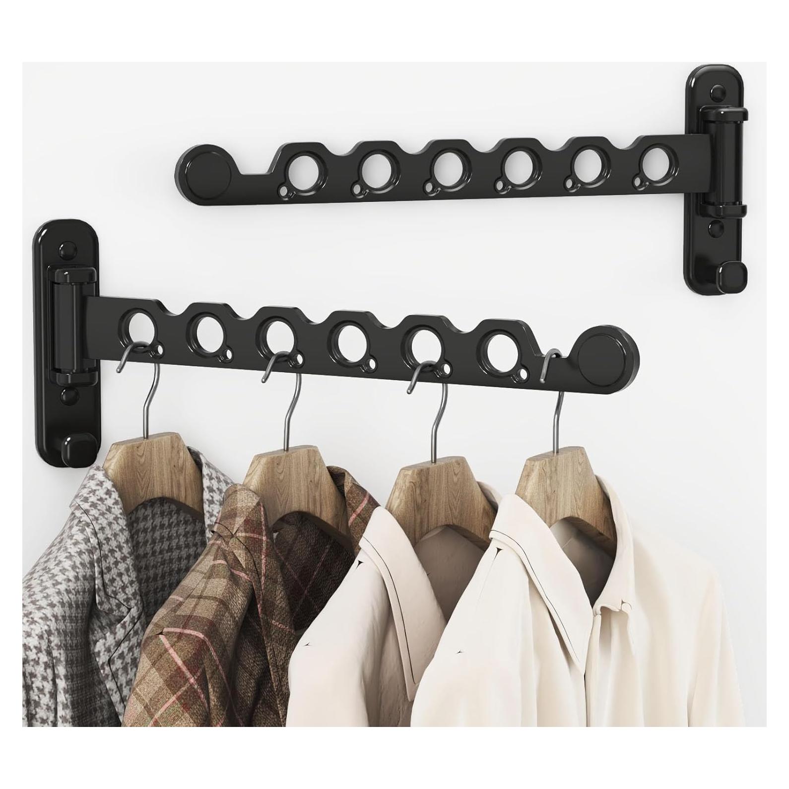 Perchero Plegable Montado en Pared Dancrul 6 Agujeros Negro