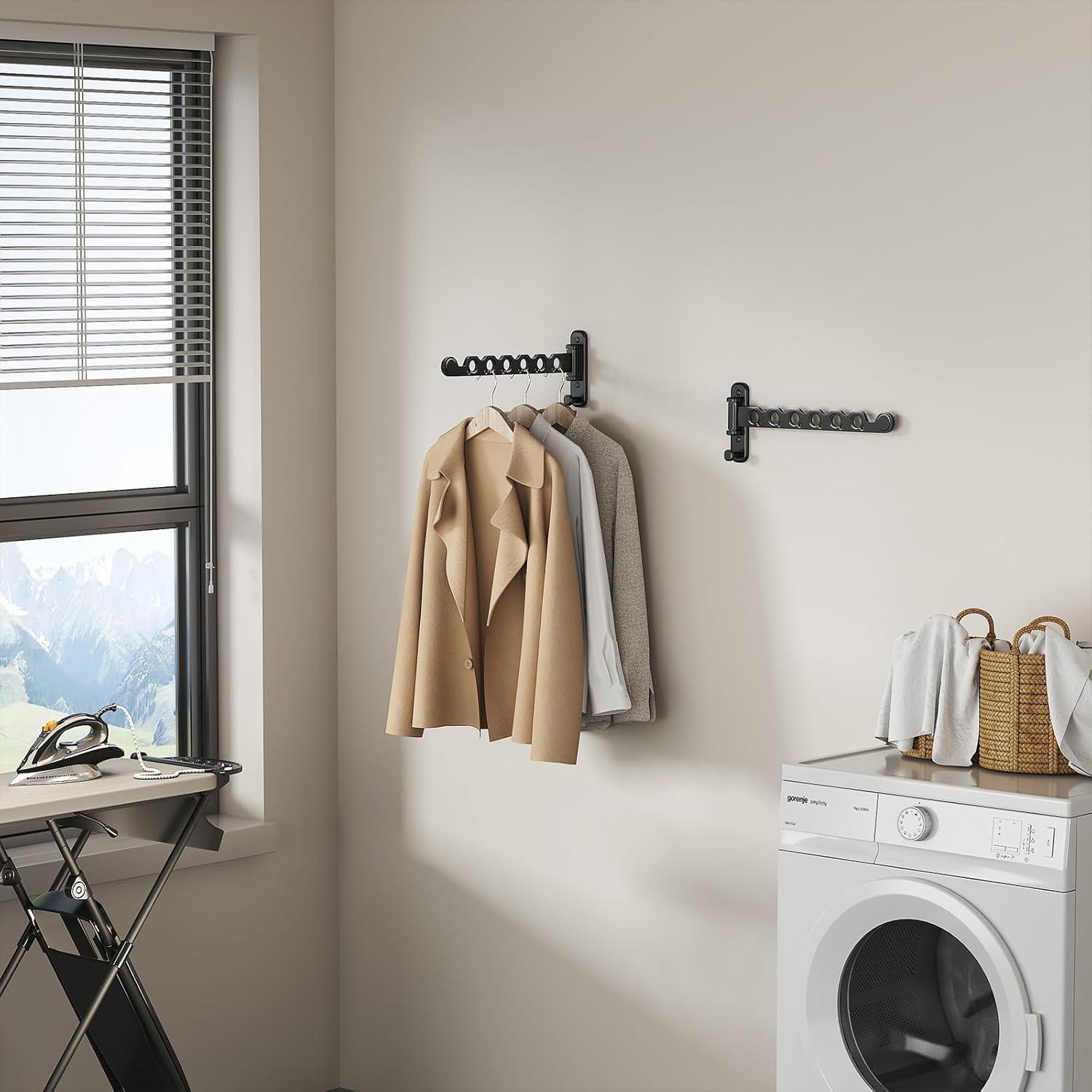 Perchero Plegable Montado en Pared Dancrul 6 Agujeros Negro