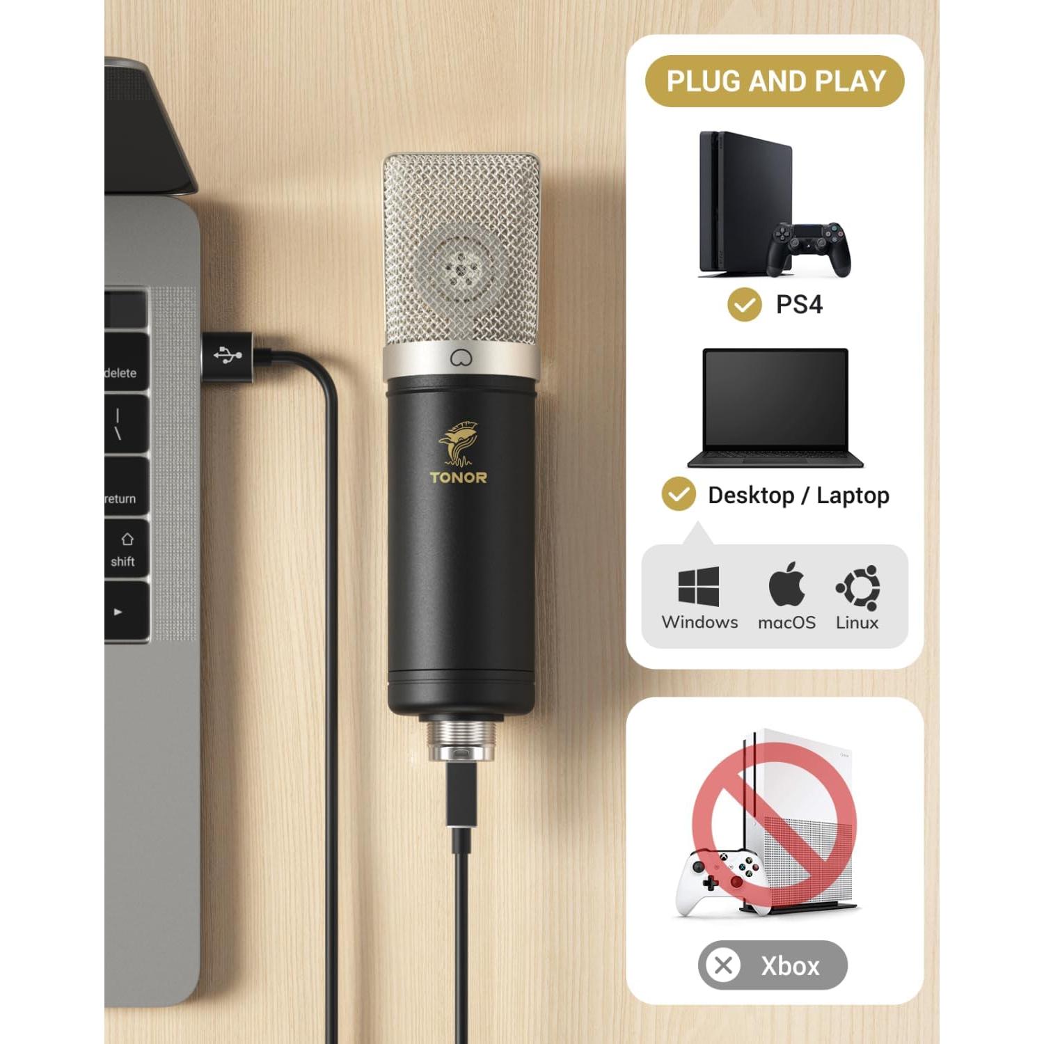 Micrófono de Condensador USB TONOR TC-2030 con Brazo Soporte